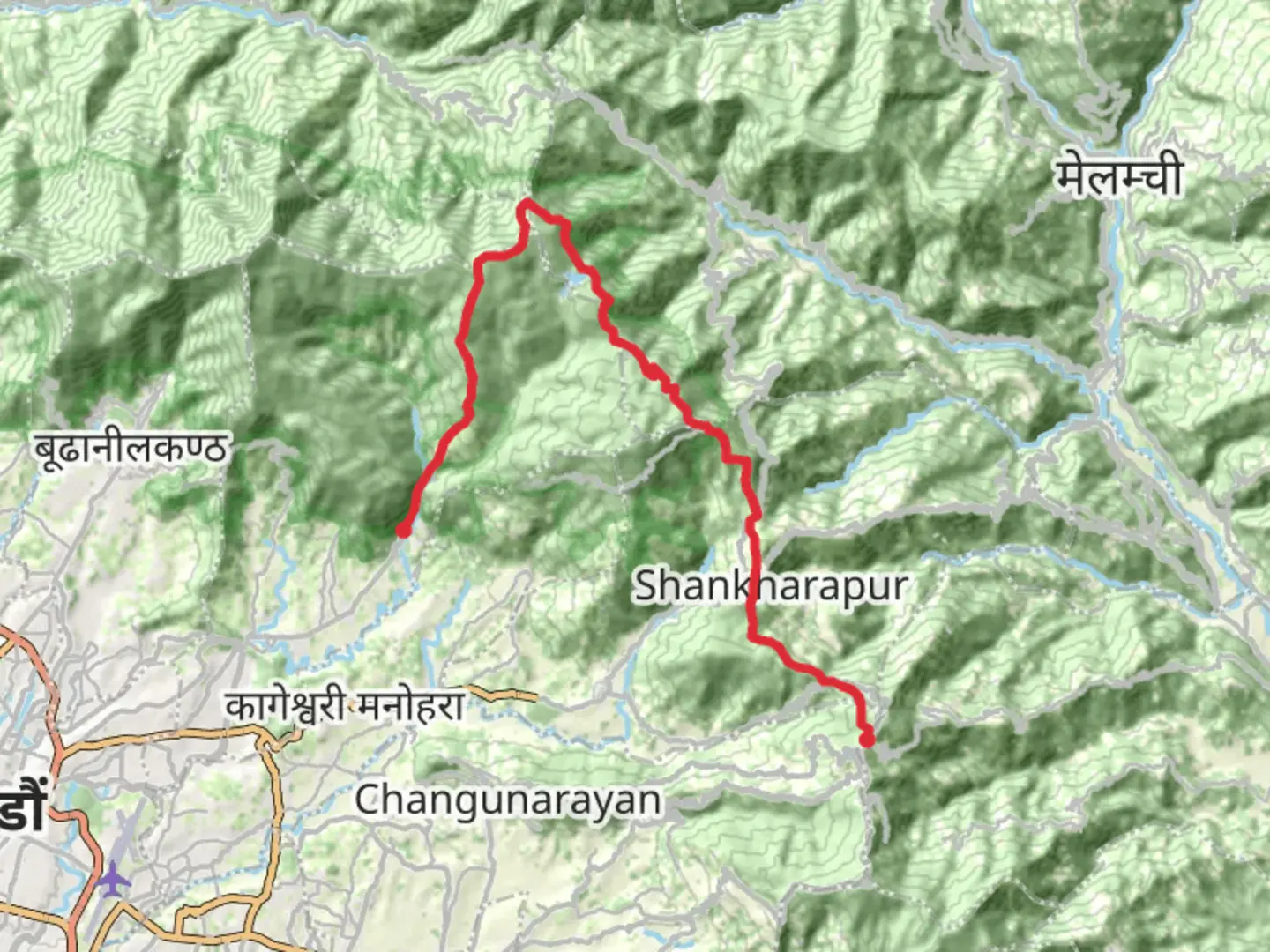 An image depicting the trail Chisapani - Nagarkot Trek and its surrounding area.