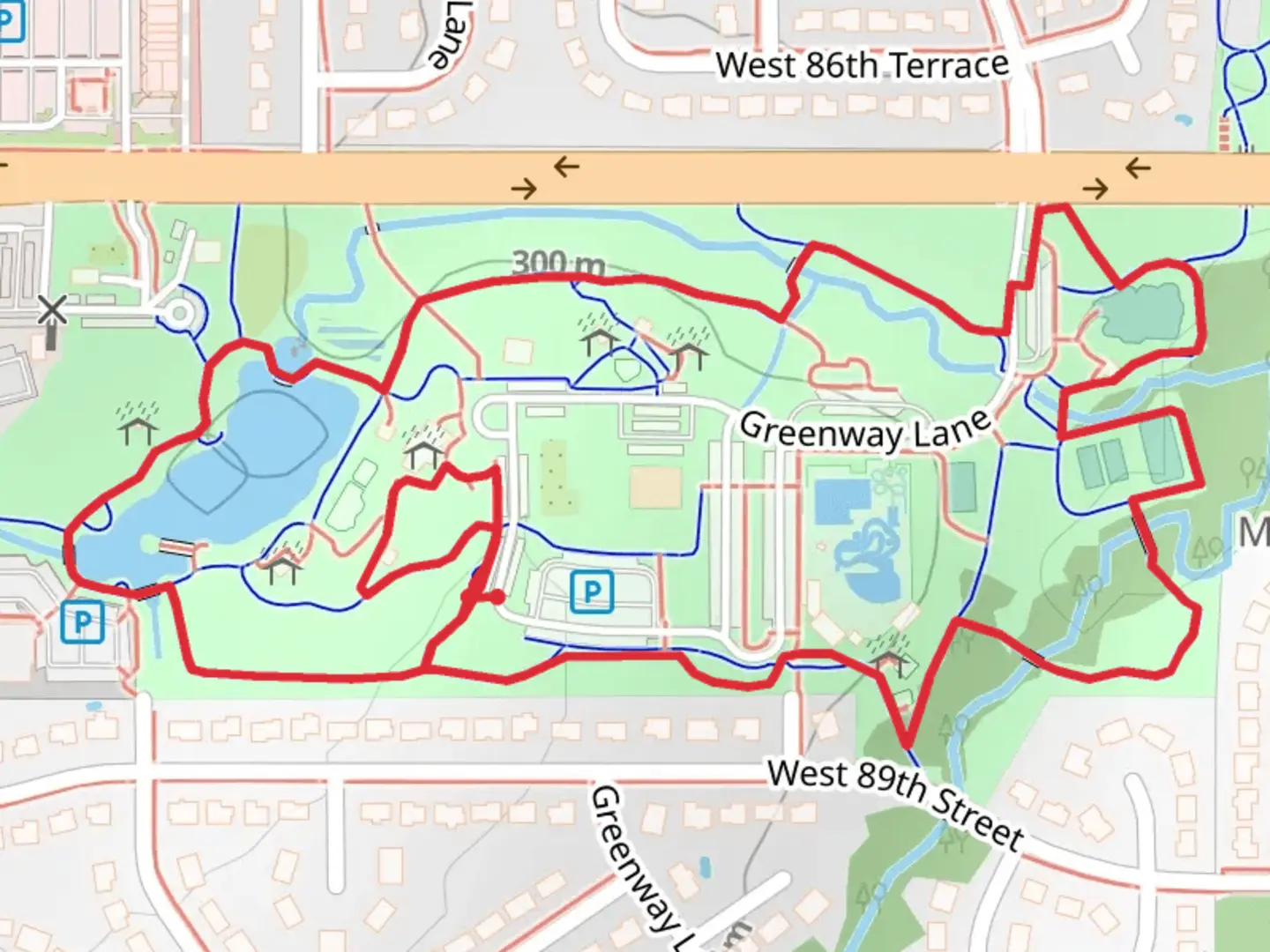 An image depicting the trail Greenway Lane Loop and its surrounding area.