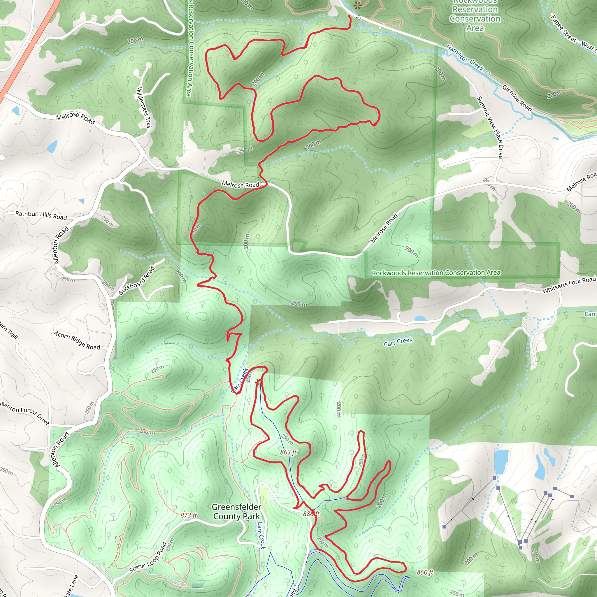 Beulah Trail and Green Rock Trail mobile static map