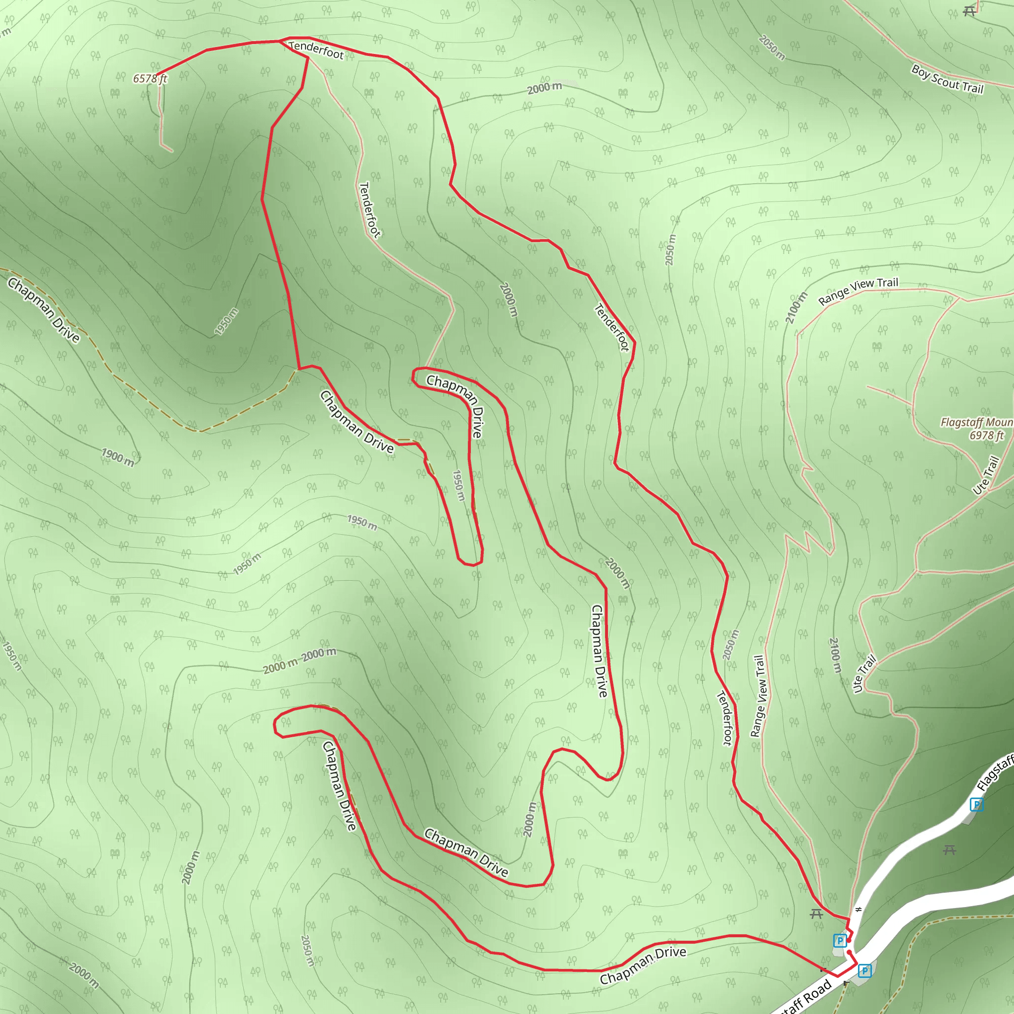 Chapman and Tenderfoot Loop mobile static map