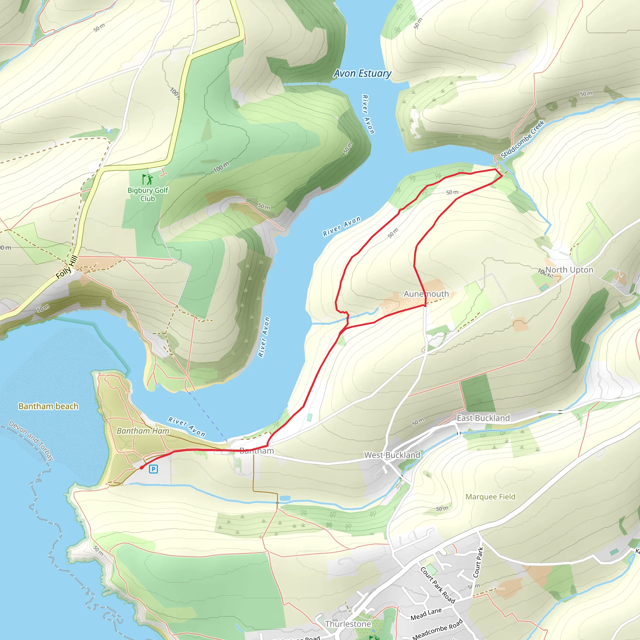 Lower Aunemouth and Stiddicombe Wood Loop mobile static map