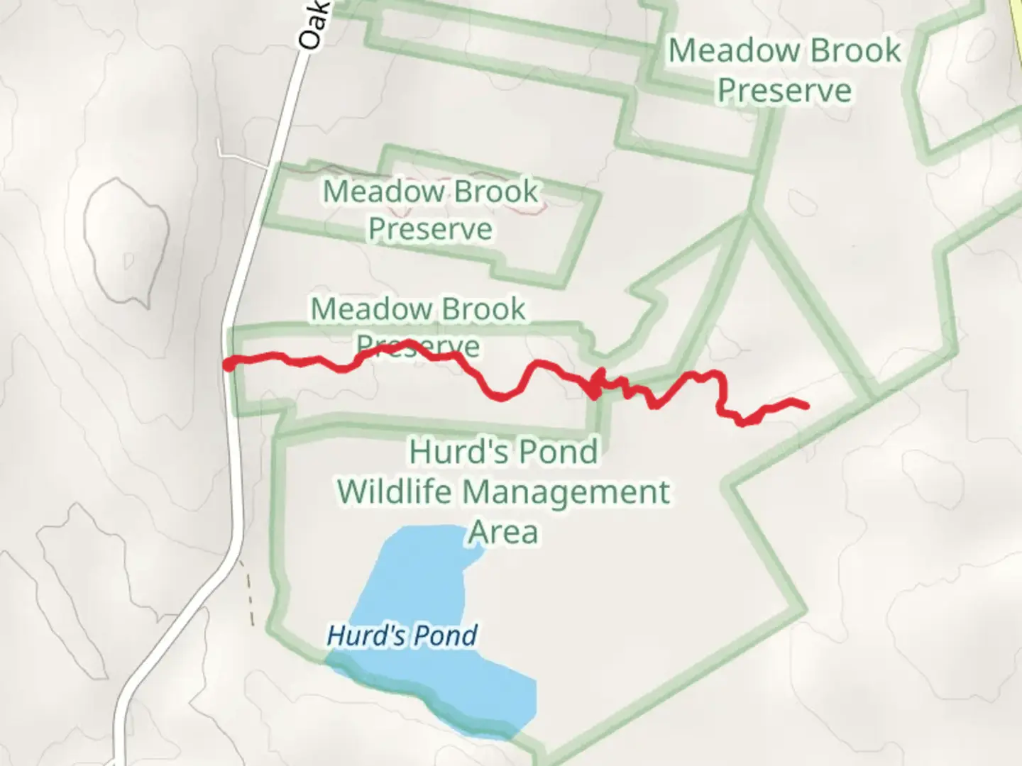 An image depicting the trail Oak Hill Road Trail and its surrounding area.