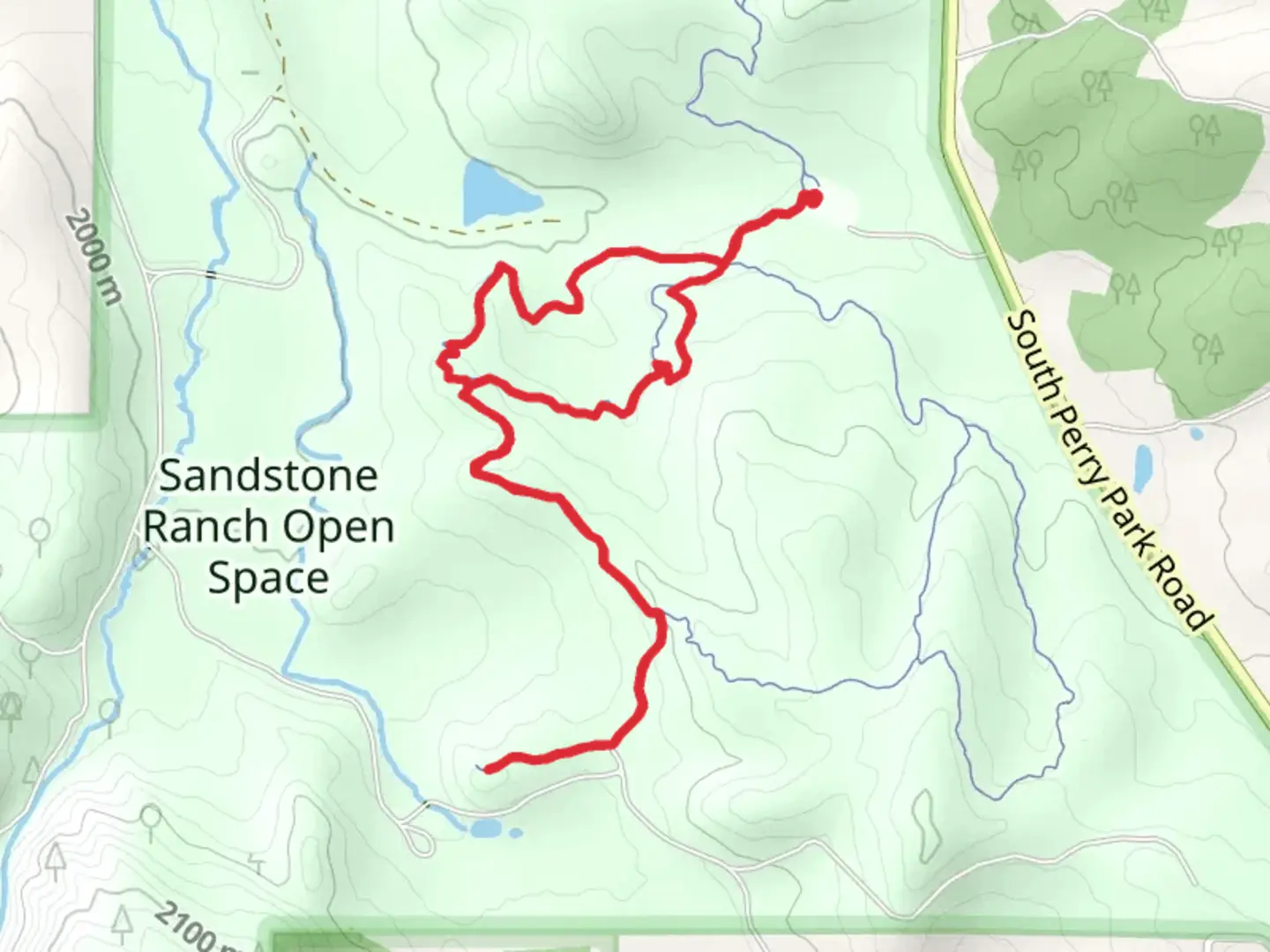 An image depicting the trail Crooked Stick Connector and Sandstone Meadow Loop Trail and its surrounding area.