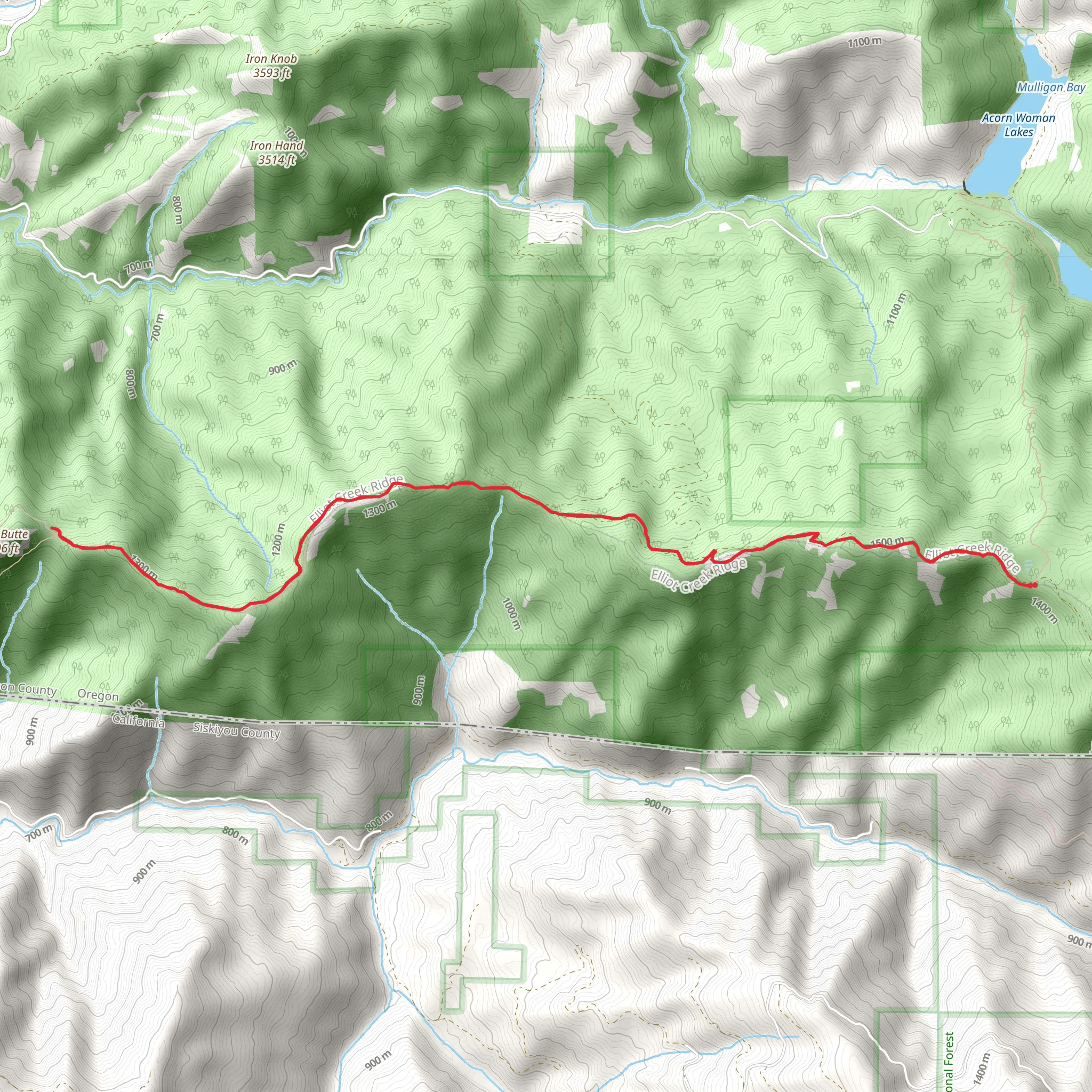 Elliot Ridge Trail mobile static map