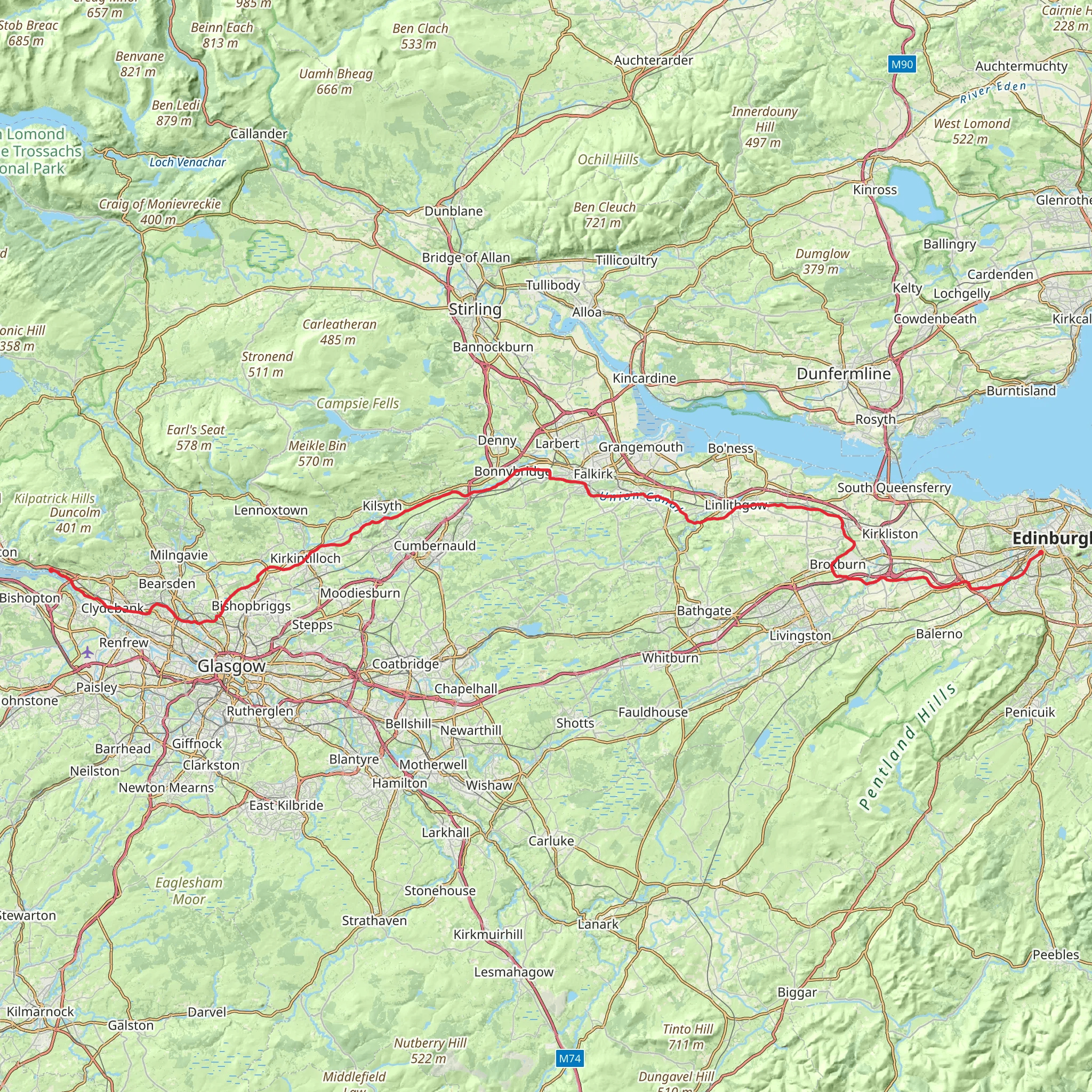 Forth and Clyde - Union Canal Towpath mobile static map