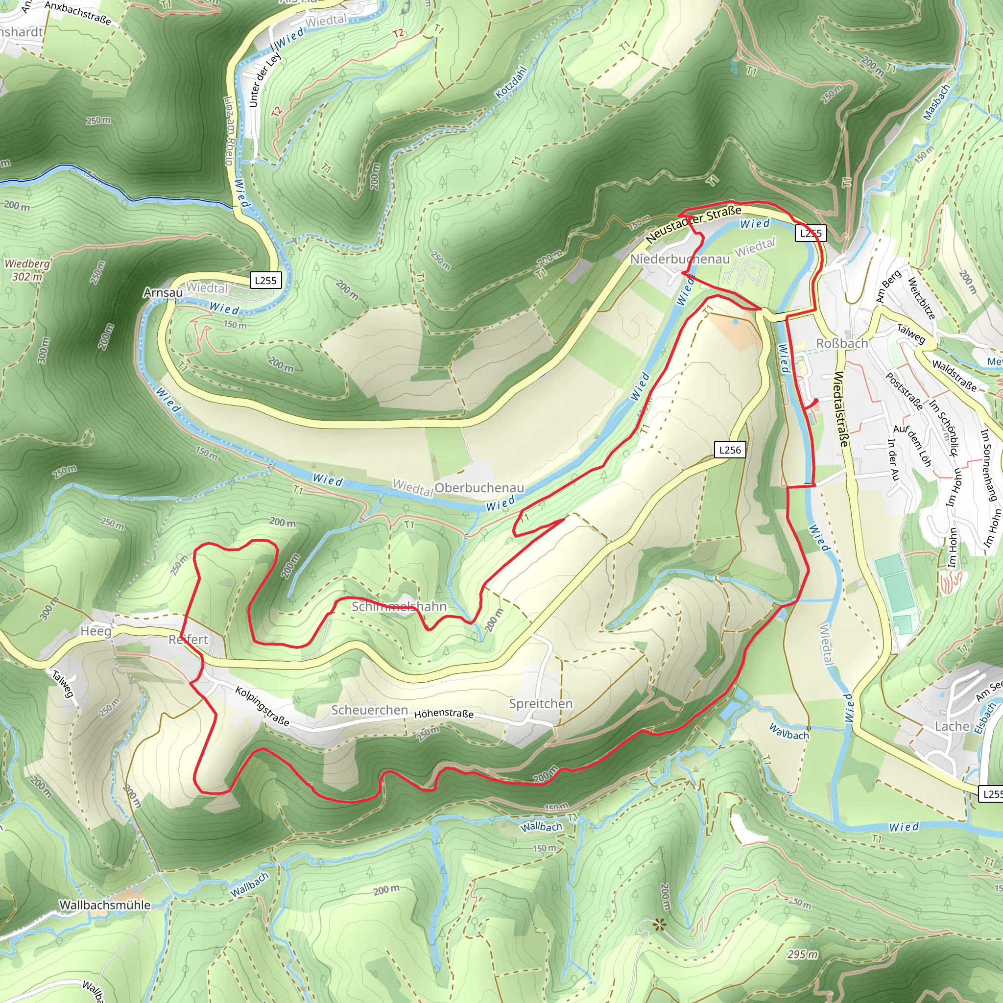 Rundweg Rossbach 1 and Erlebnisschleife Basaltbogen mobile static map