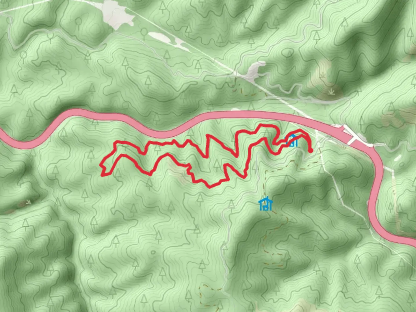 An image depicting the trail Jeanette's Jaunt and Havin' Fun Loop and its surrounding area.