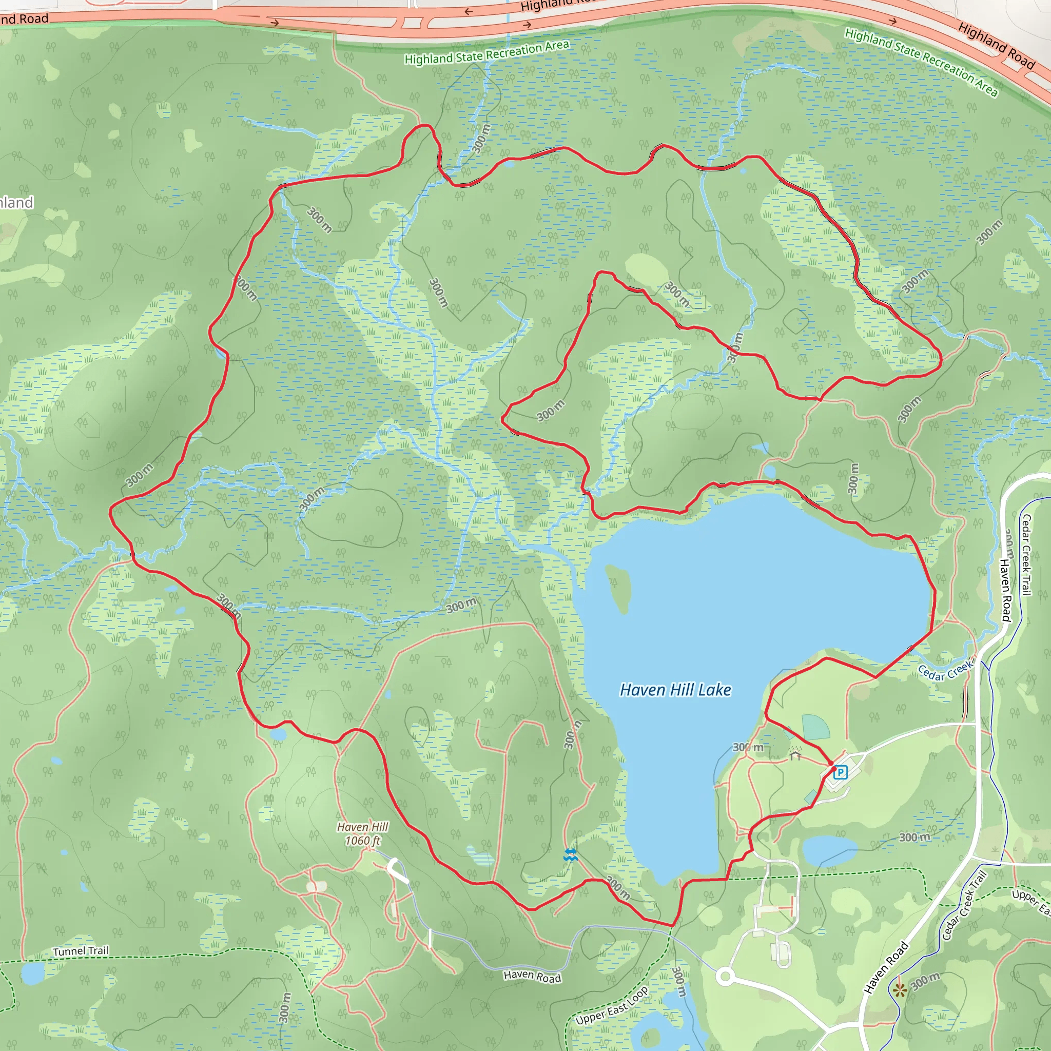 Haven Hill and Lake Loop mobile static map