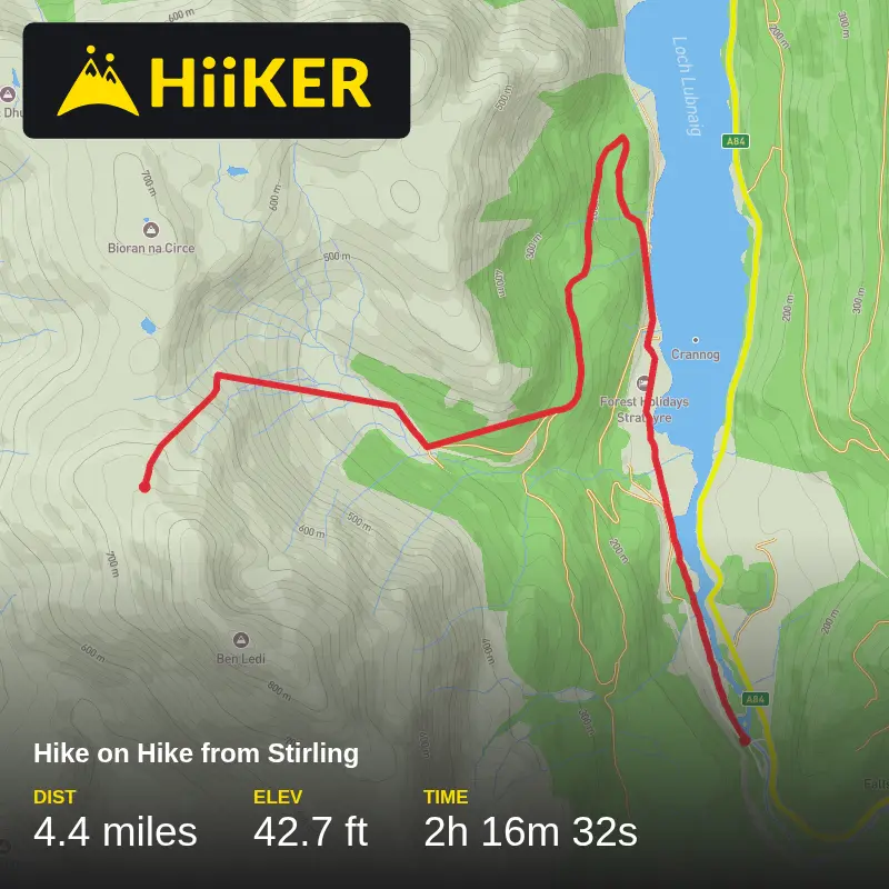A map preview of the recording Hike on Hike from Stirling.