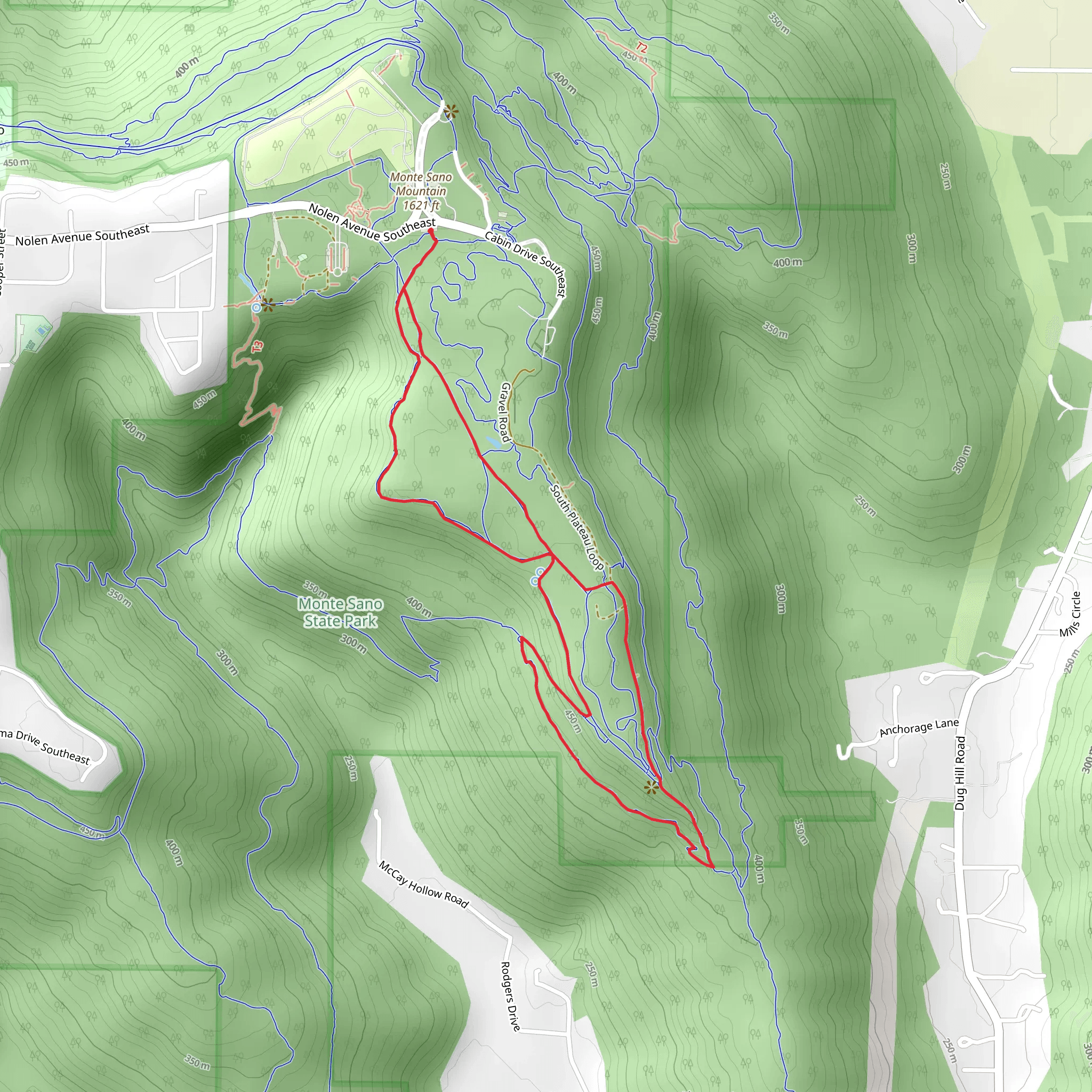 South Plateau and Fire Tower Loop Trail mobile static map