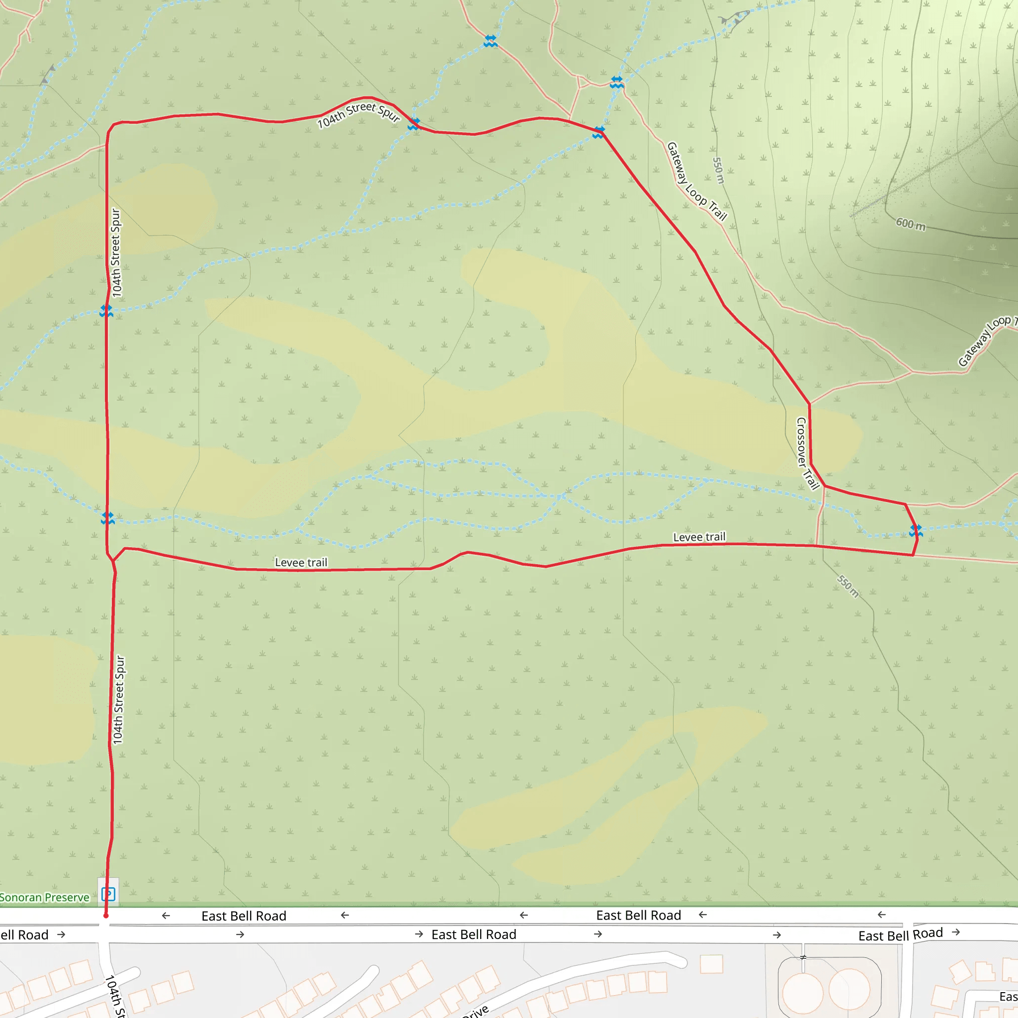 104th Street Spur, Crossover and Levee Loop Trail mobile static map