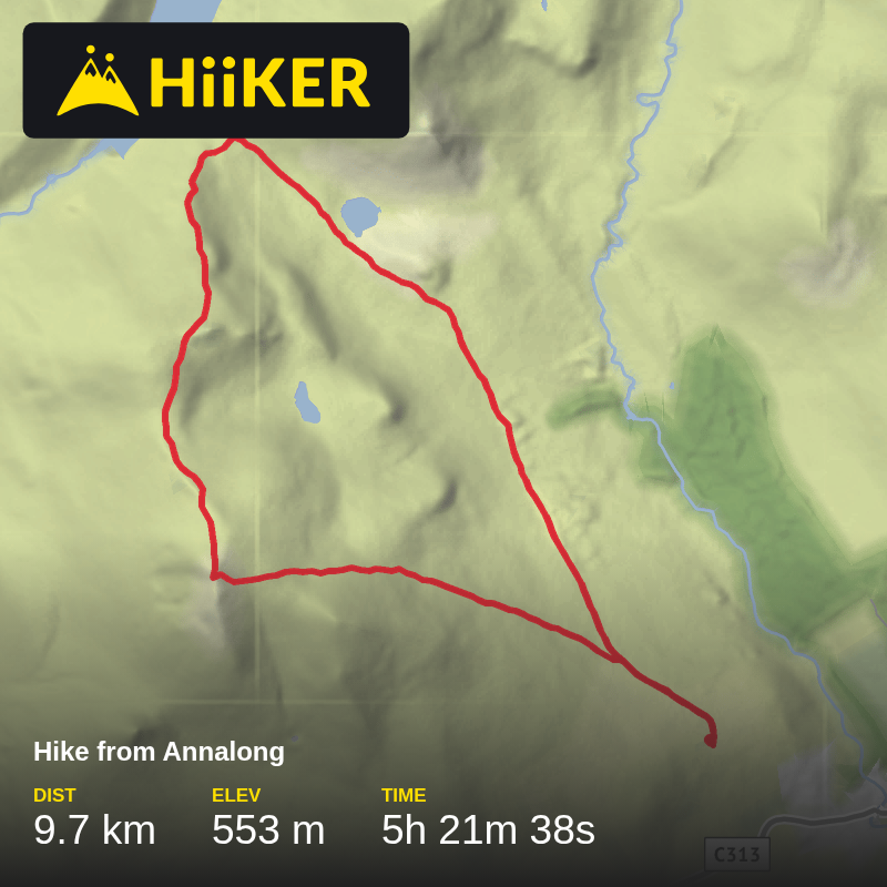 A map preview of the recording Hike from Annalong.