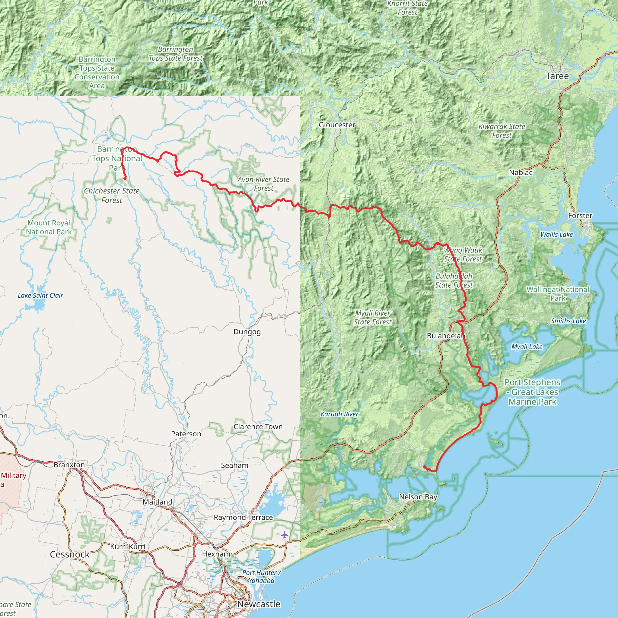 Tops to Myall Heritage Trail mobile static map