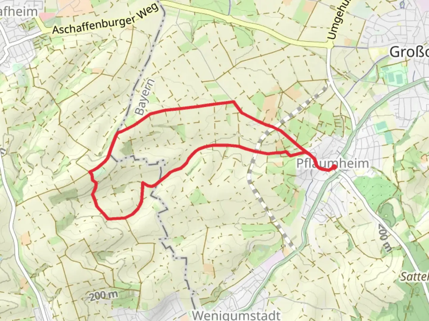 An image depicting the trail Breitfeldstrasse Loop and its surrounding area.
