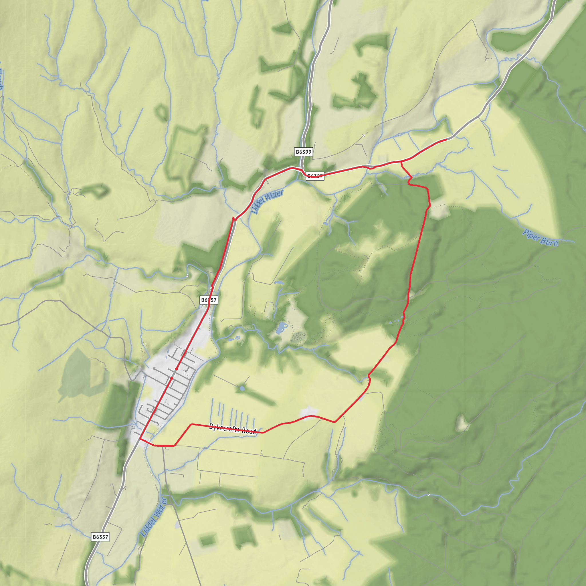 Dykecrofts, Liddel Castle and Newcastleton Forest Loop mobile static map