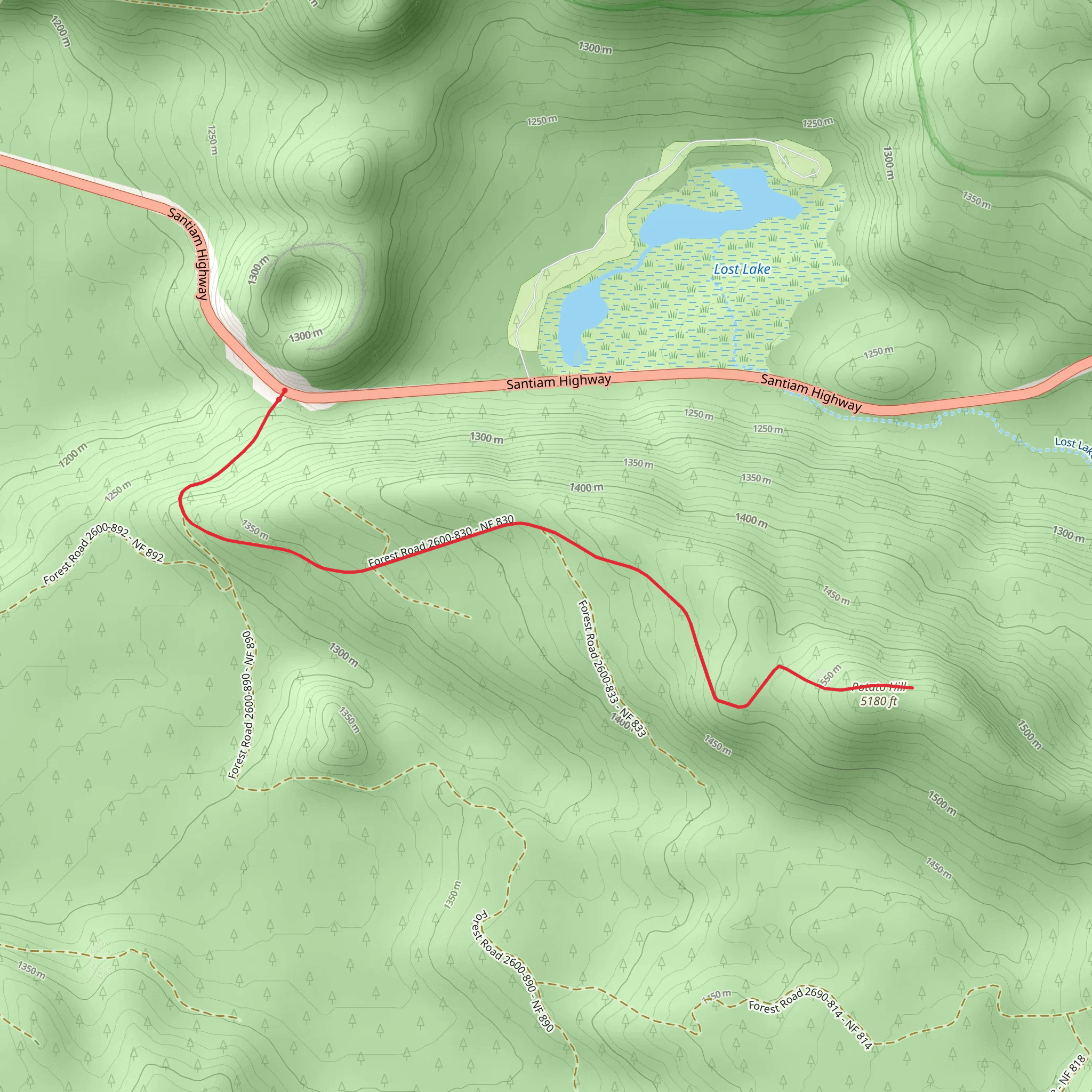 Potato Hill via Forest Road 2600-830 mobile static map