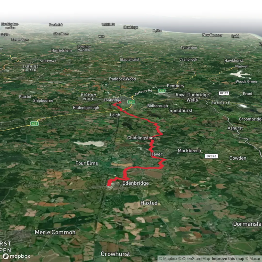 An image depicting the trail Edenbridge to Tonbridge station to station along Eden Valley and its surrounding area.