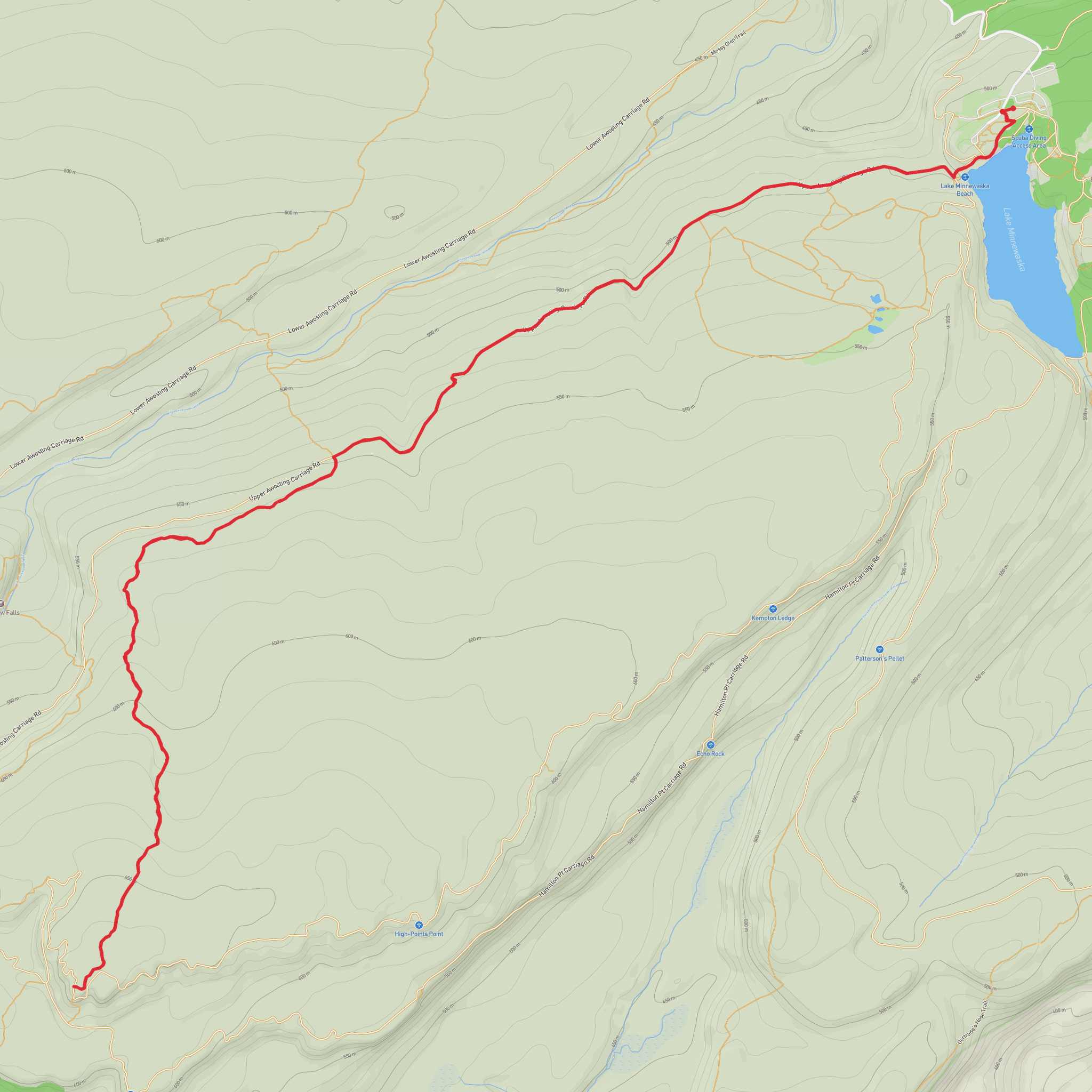 Castle Point from Lake Minnewaska Carriage Road - Red mobile static map