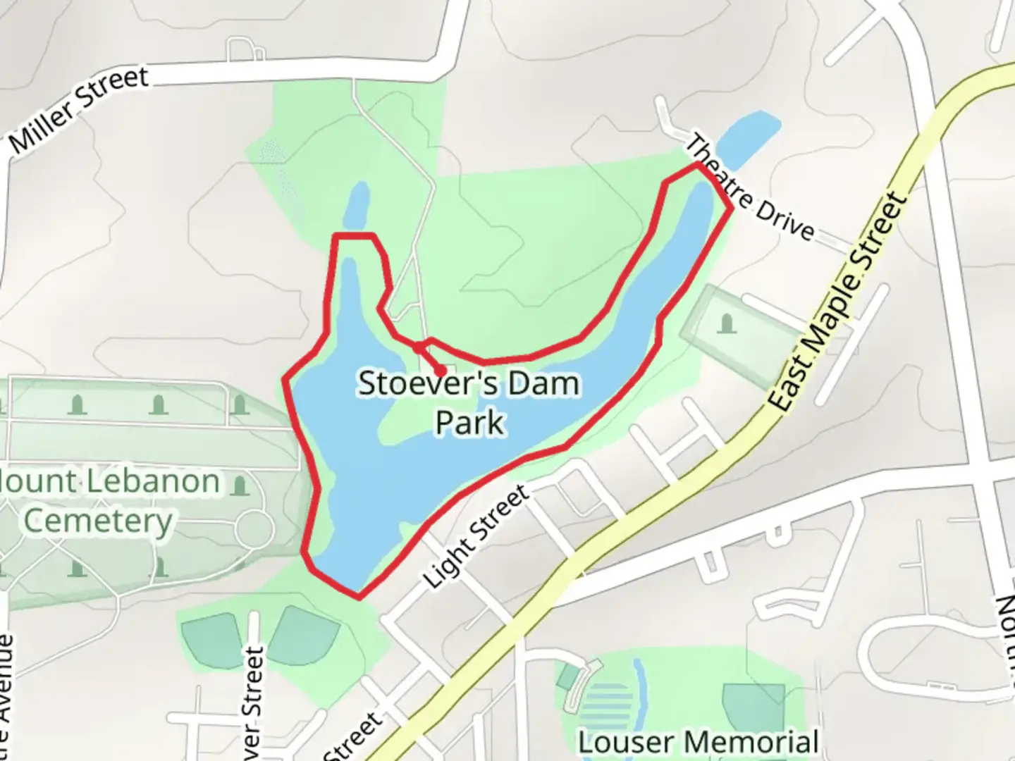 An image depicting the trail Stoever's Dam Park and its surrounding area.