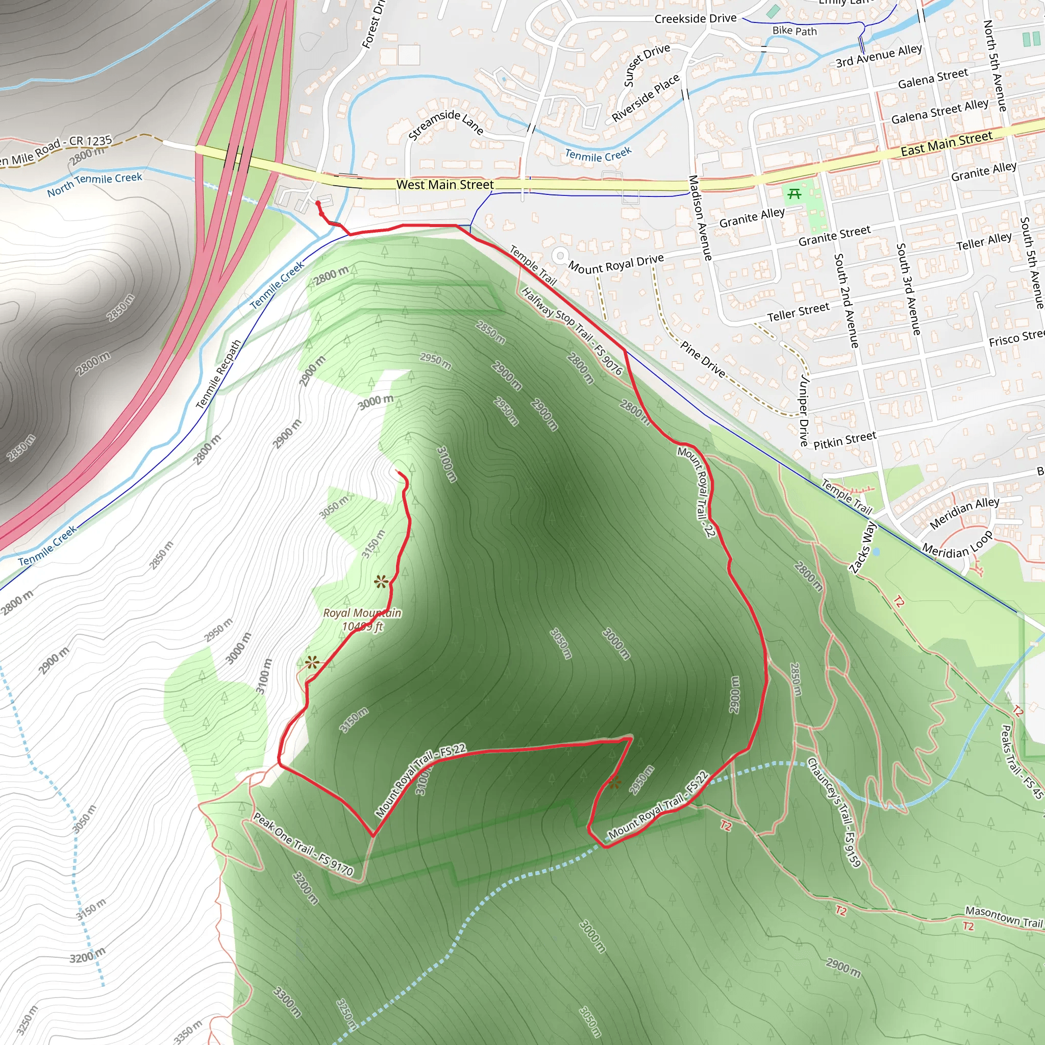 Mount Royal Trail mobile static map