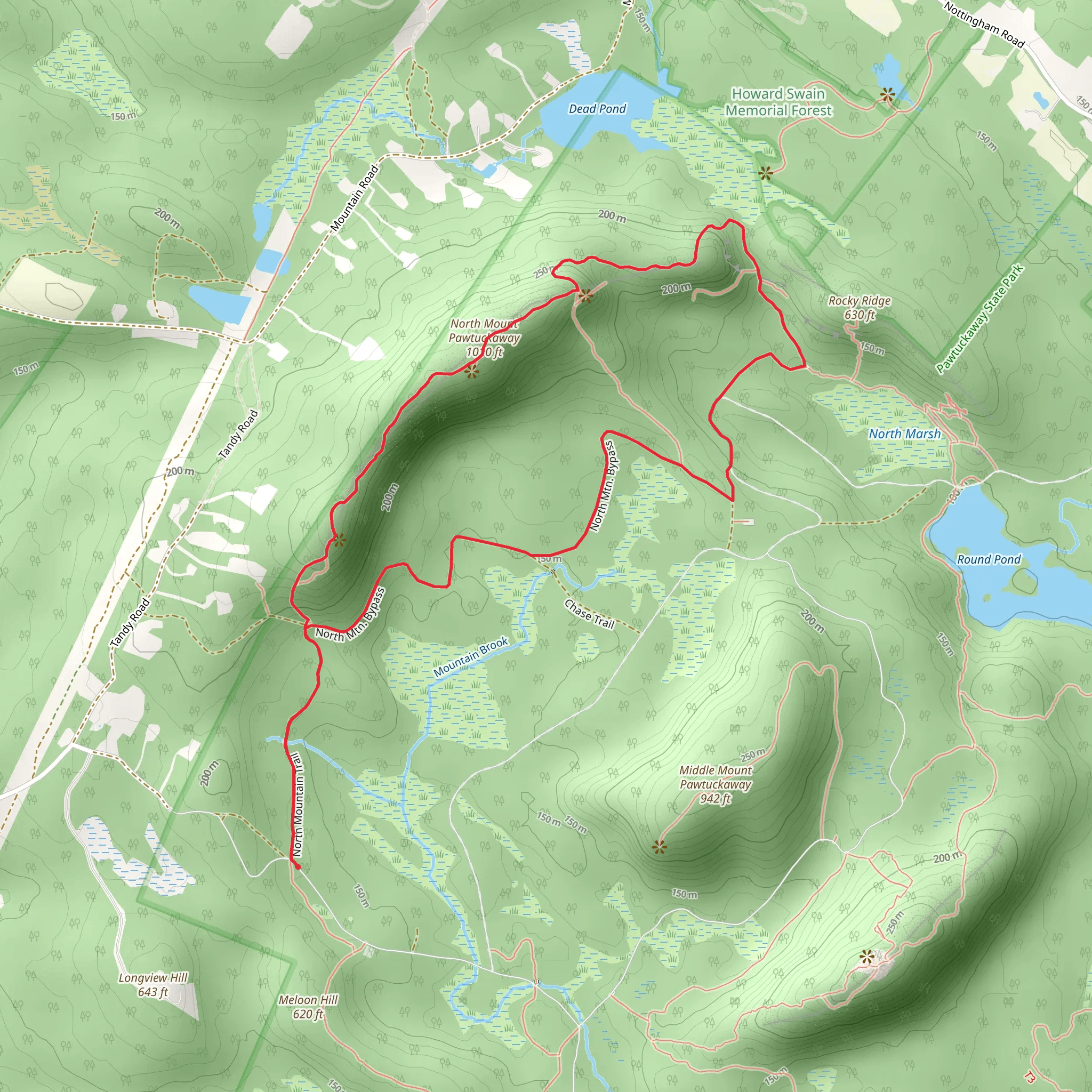 North Mount Pawtuckaway and Rocky Ridge Loop mobile static map