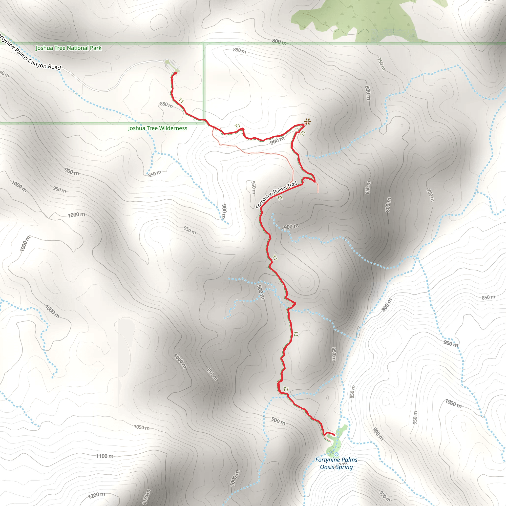 Fortynine Palms Oasis via Fortynine Palms Trail mobile static map