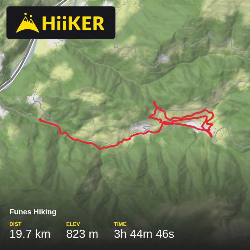 A map preview of the recording Funes Hiking.