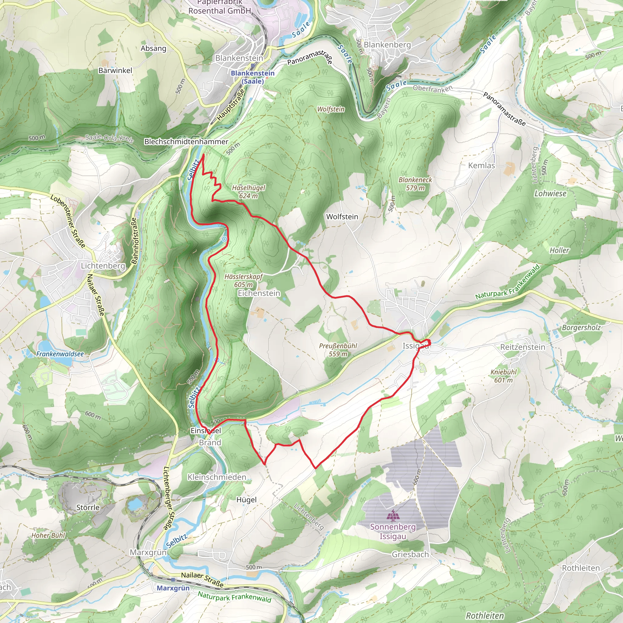 Saalepfad and Roehrensteig Loop mobile static map