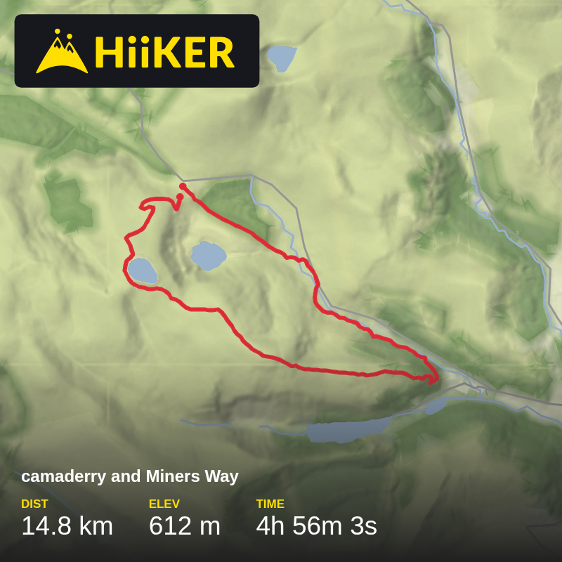 A map preview of the recording camaderry and Miners Way.
