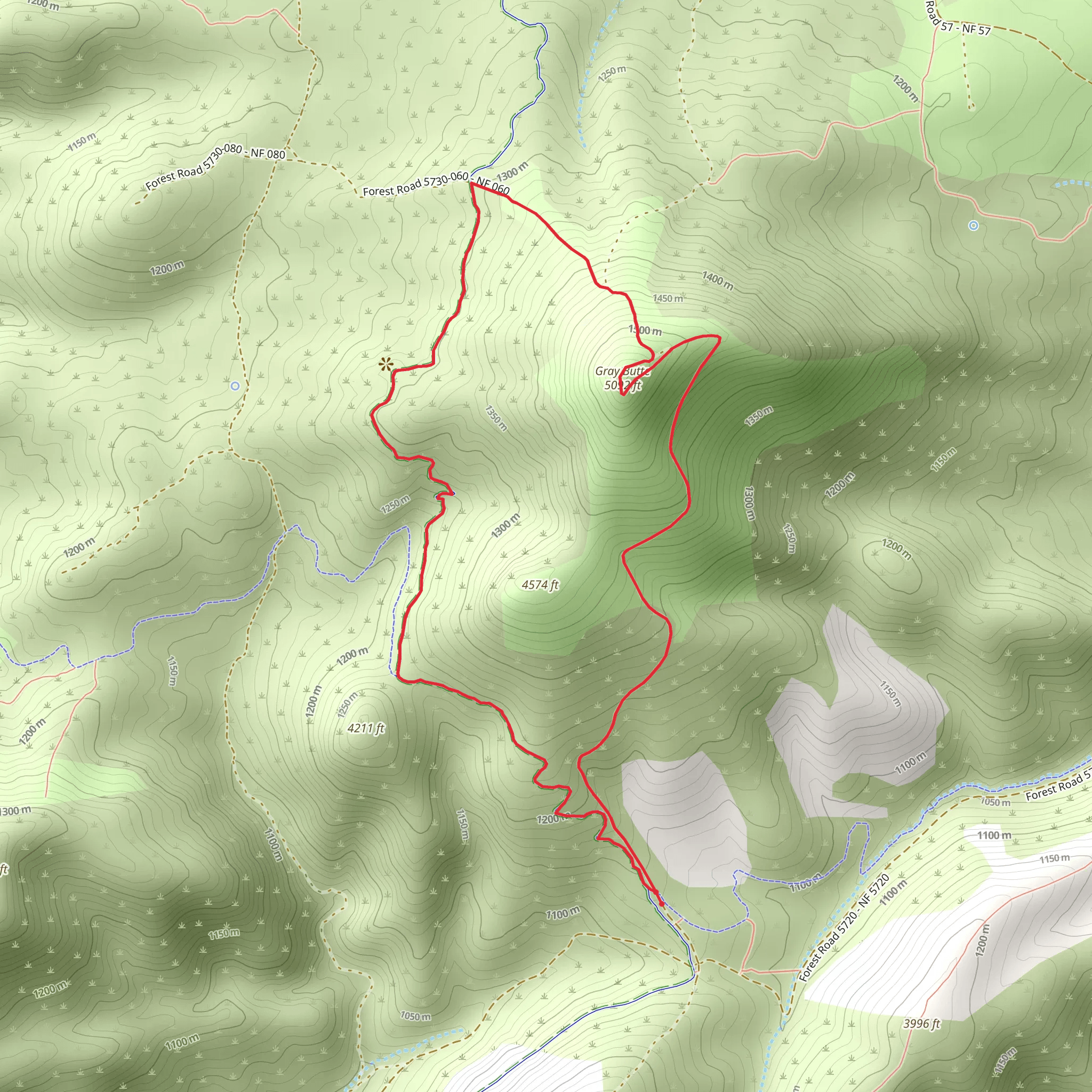 Cole Loop Trail and Gray Butte Trail Loop mobile static map
