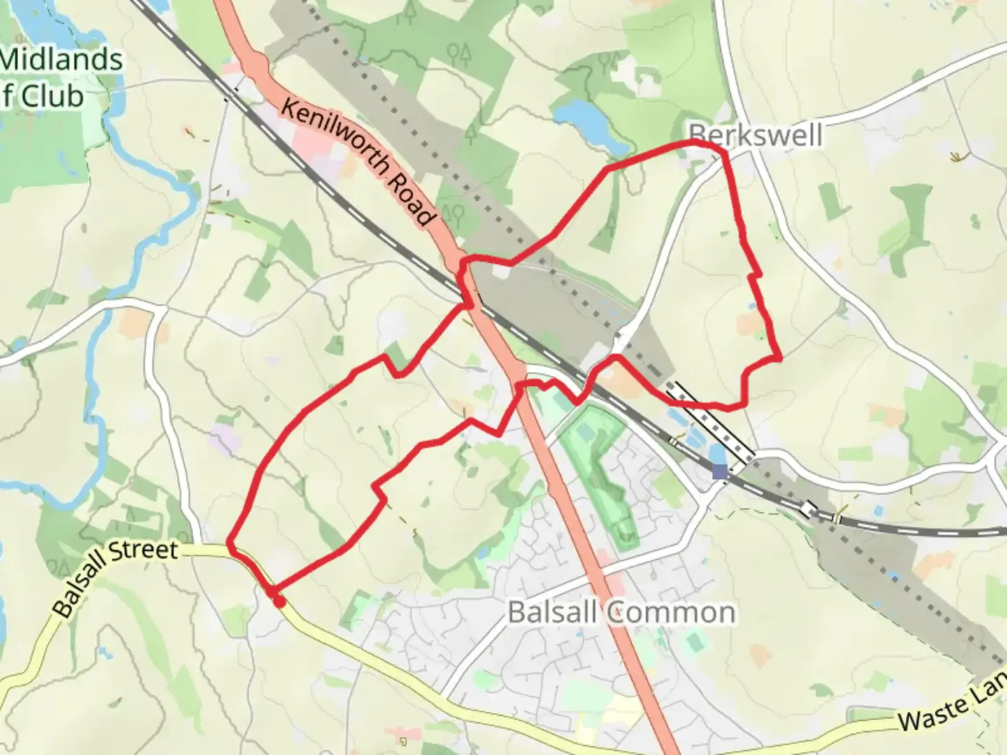 An image depicting the trail Berkswell Loop and its surrounding area.