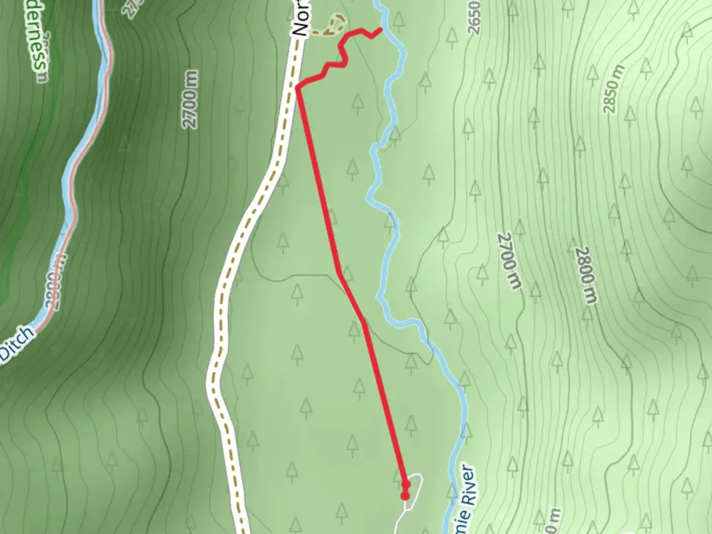 An image depicting the trail Walk along Laramie River and its surrounding area.