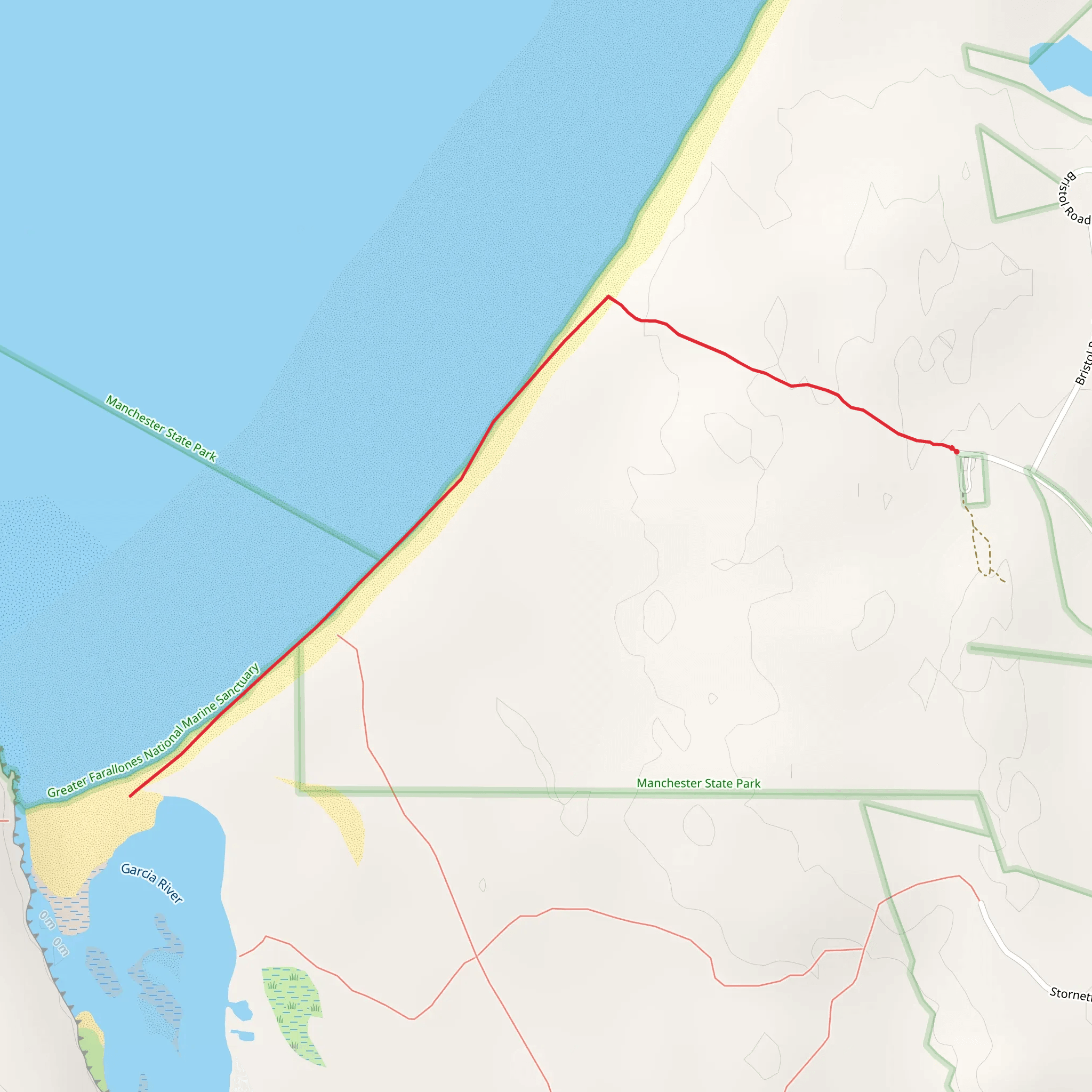 Stoneboro Beach Access Trail and Manchester State Beach Walk mobile static map