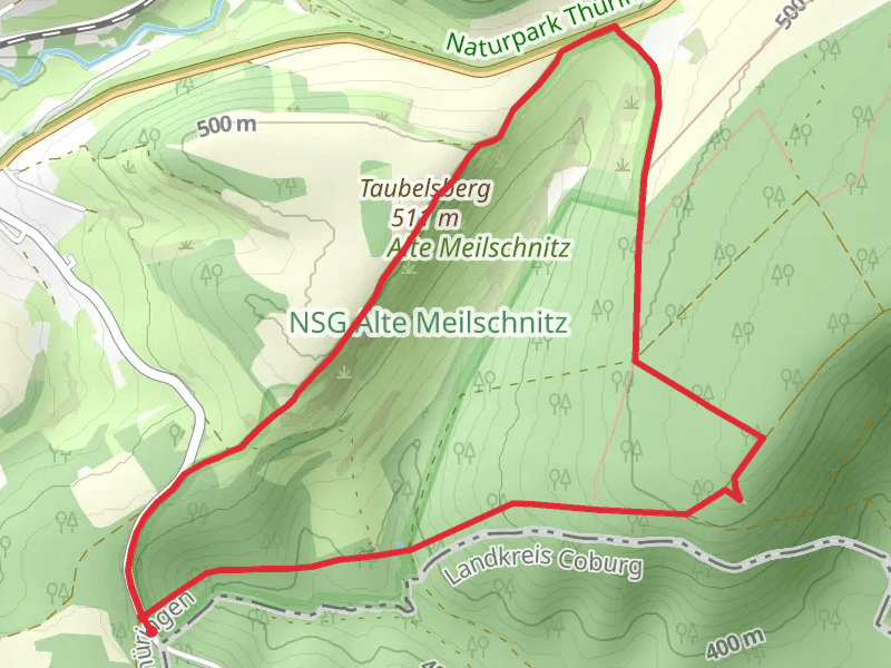 Taubelsberg via Schaumberger Land and Gruenes Band Thueringen LK SON