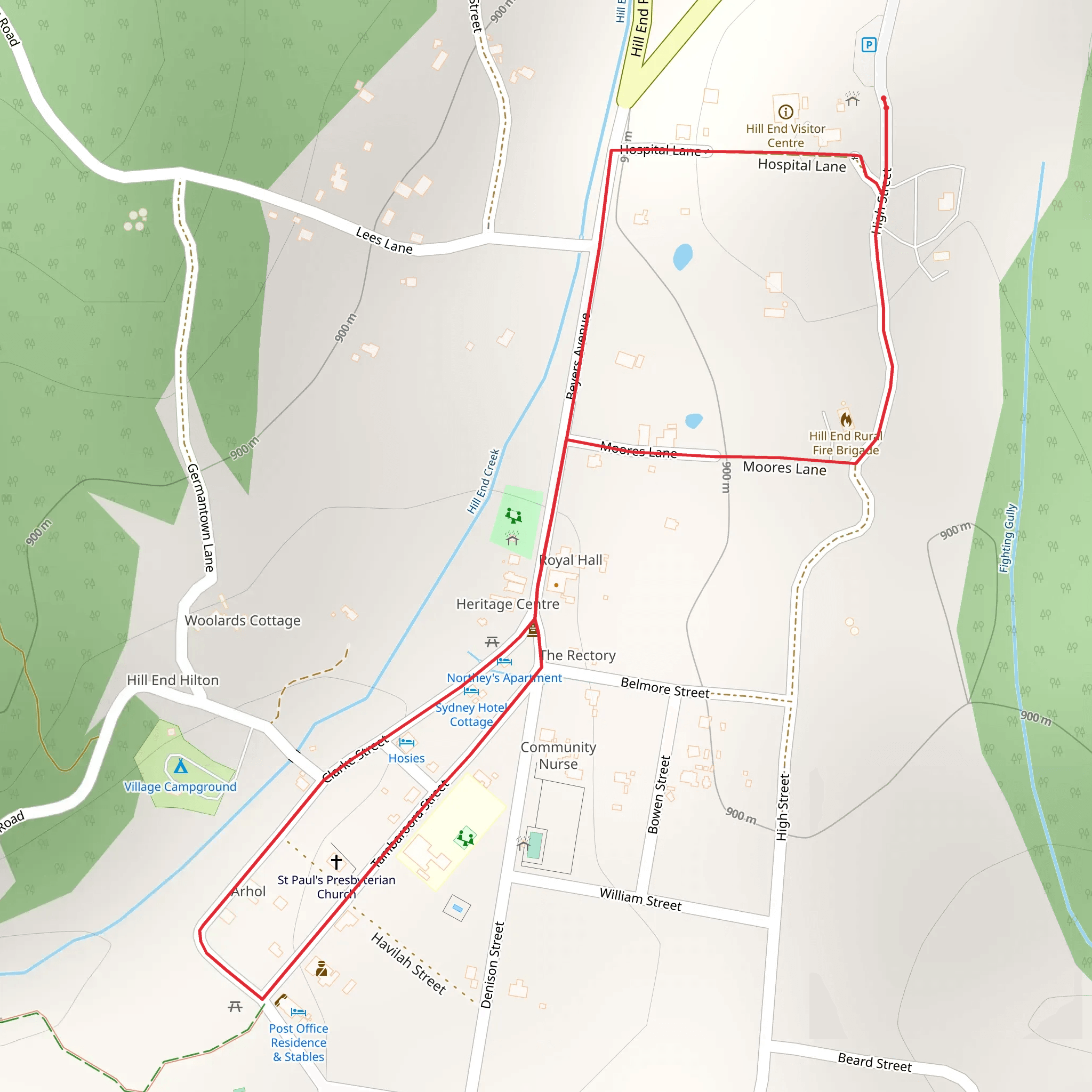 Village - Hill End Historic Site Track mobile static map