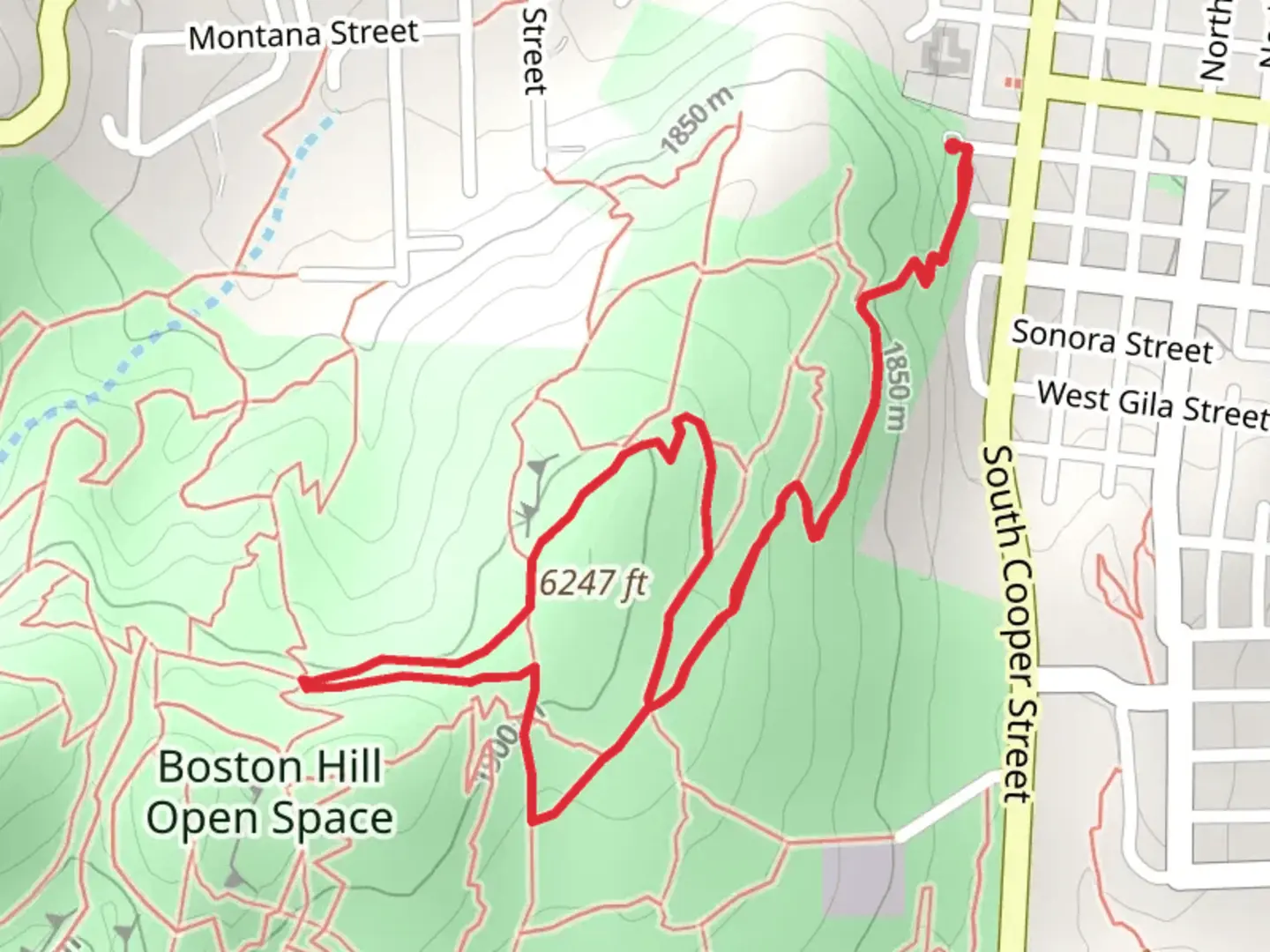 An image depicting the trail Boston Hill Open Space Loop and its surrounding area.