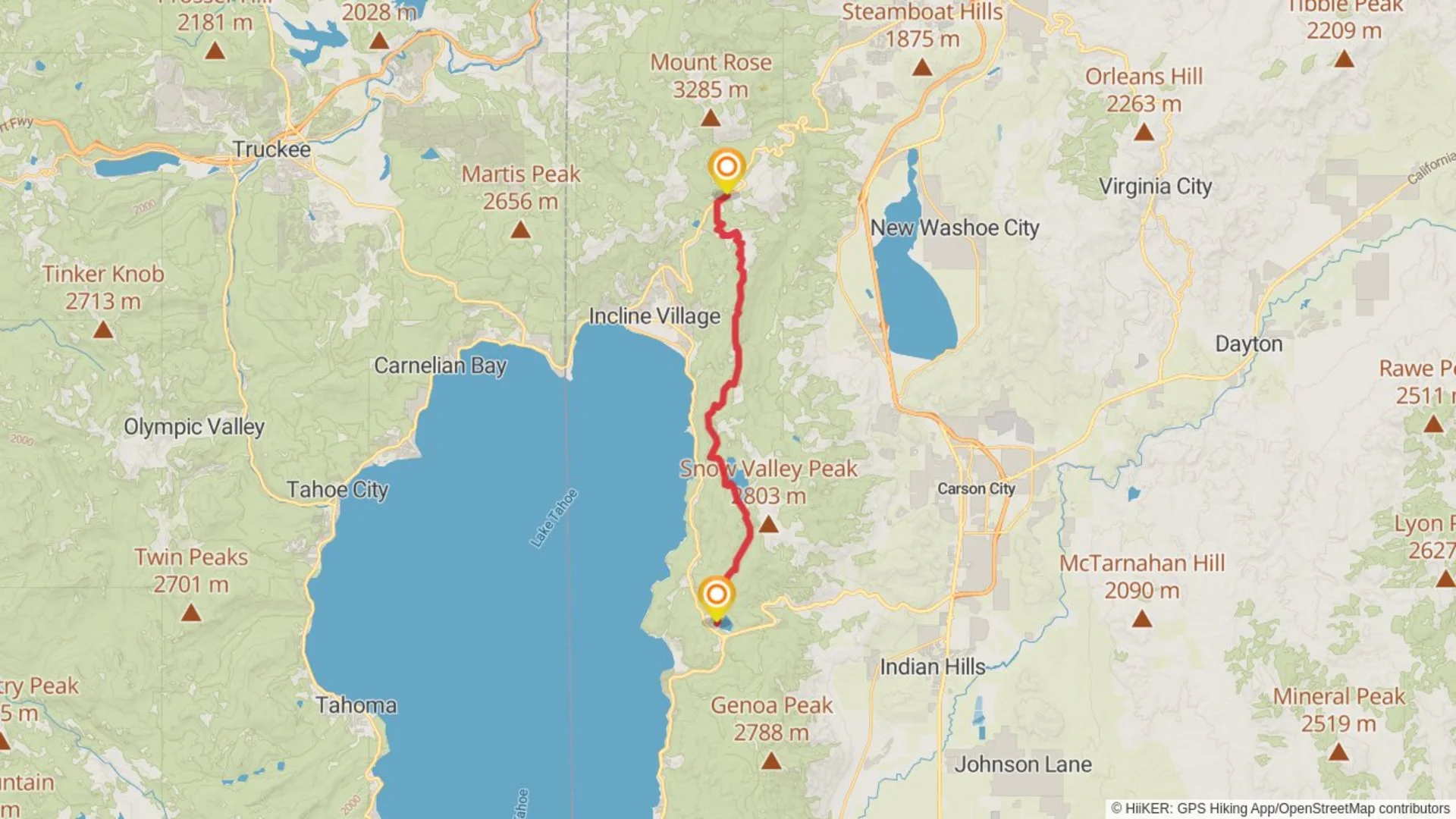 An image depicting the trail Tahoe Rim Trail to Spooner Lake and its surrounding area.