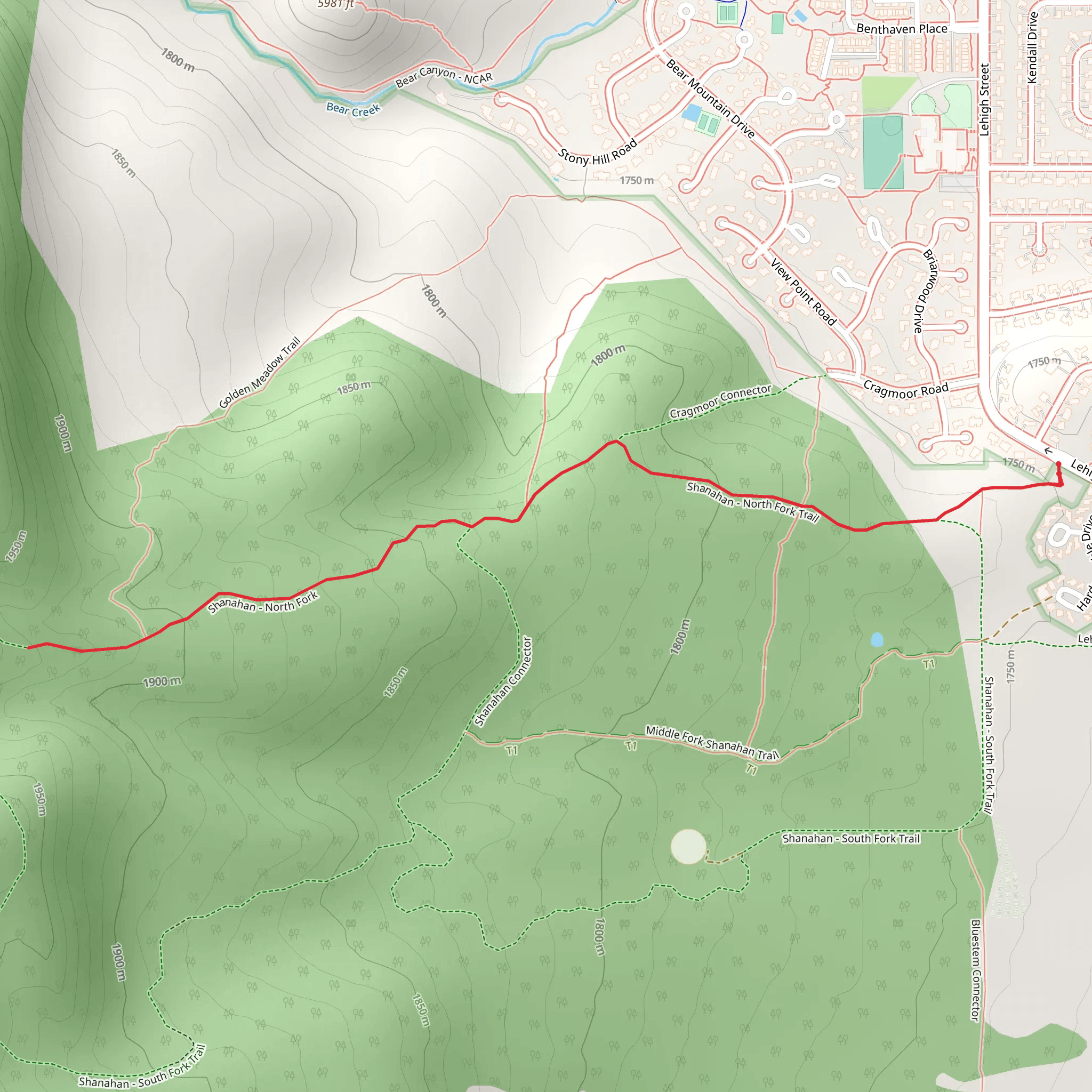 Shanahan - North Fork Trail mobile static map