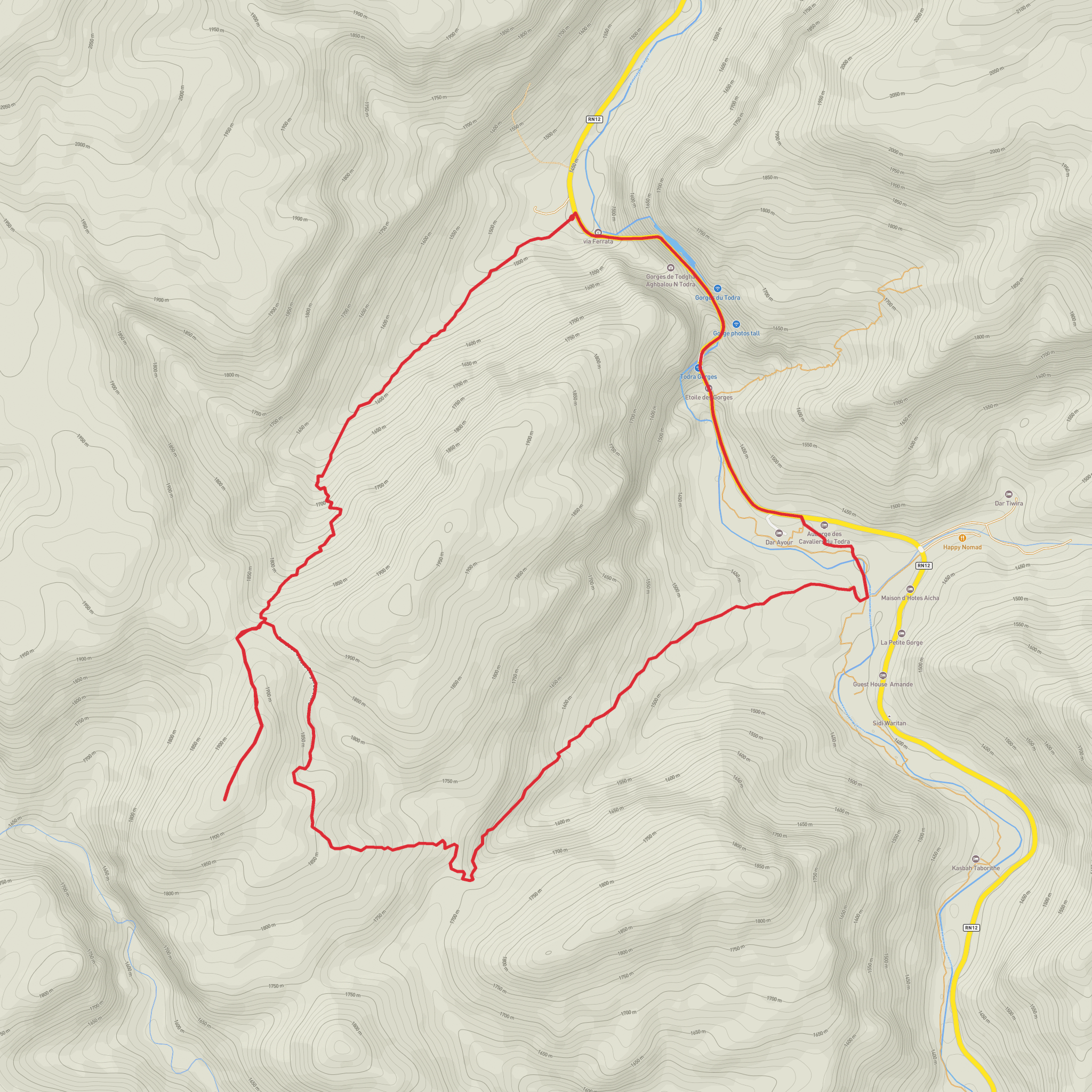 Todra Gorges Loop mobile static map