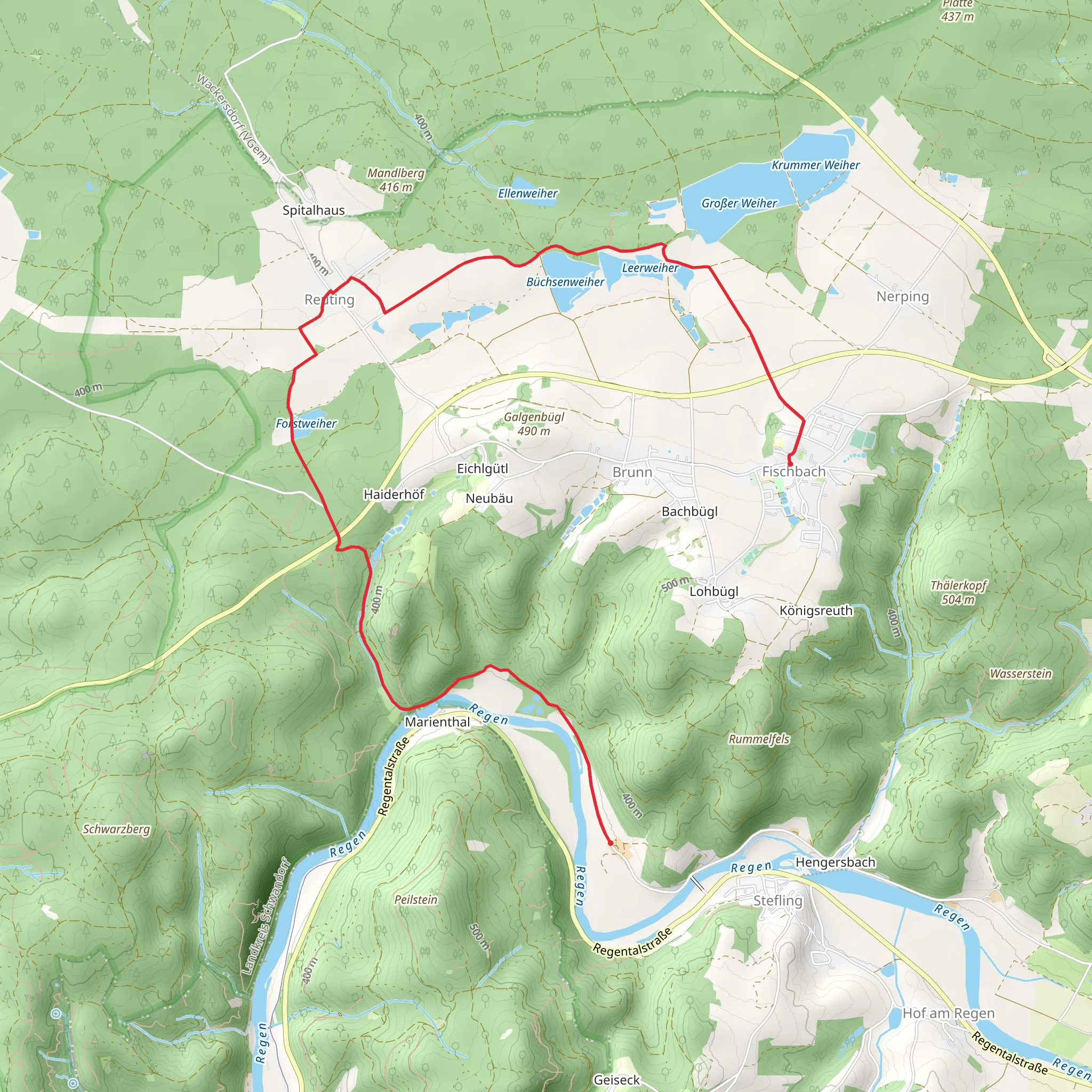 Fischbach to Weissenhof via Buechsenweiher and Weihertour mobile static map