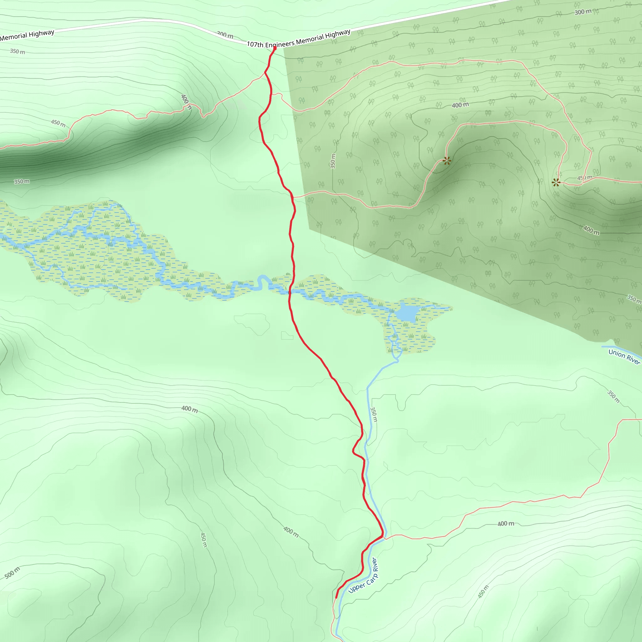 Upper Carp River via Government Peak Trail mobile static map