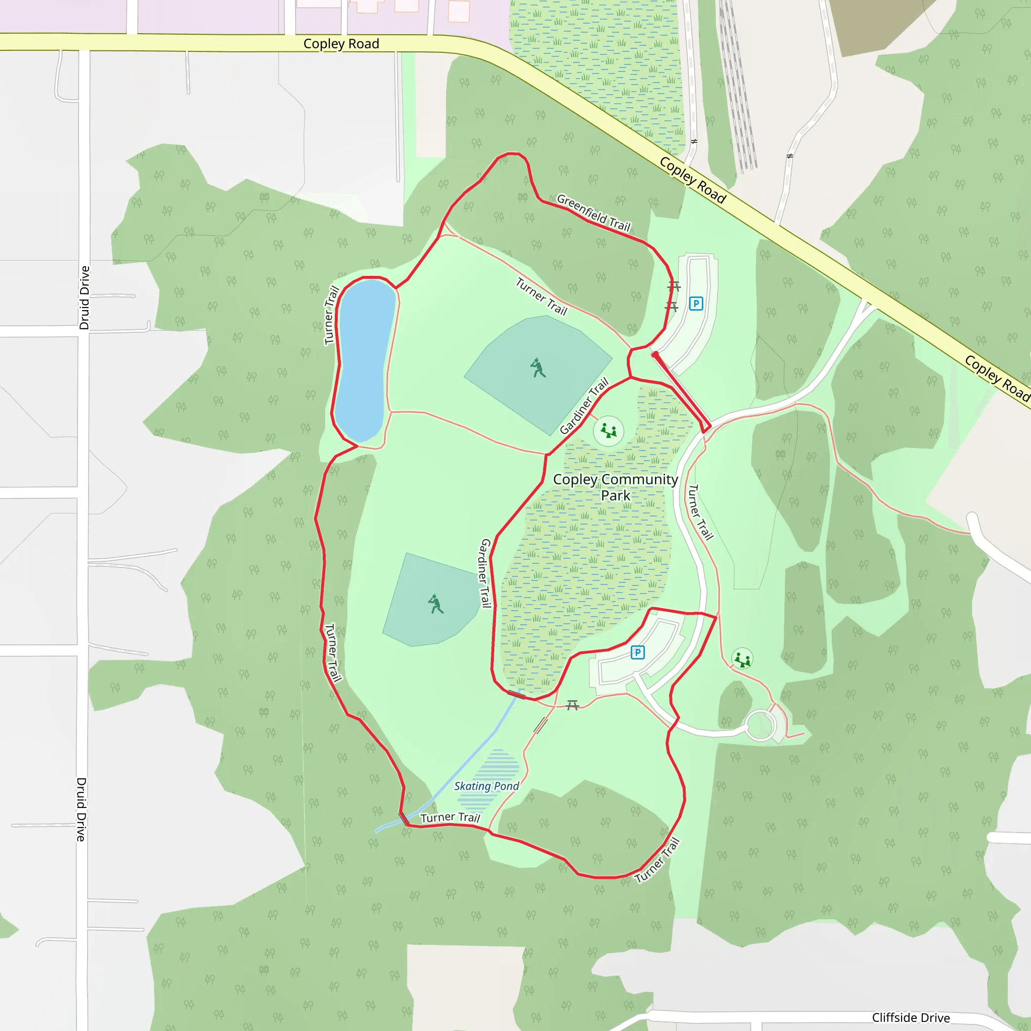 Turner and Gardiner Loop Trail - Copley Community Park mobile static map