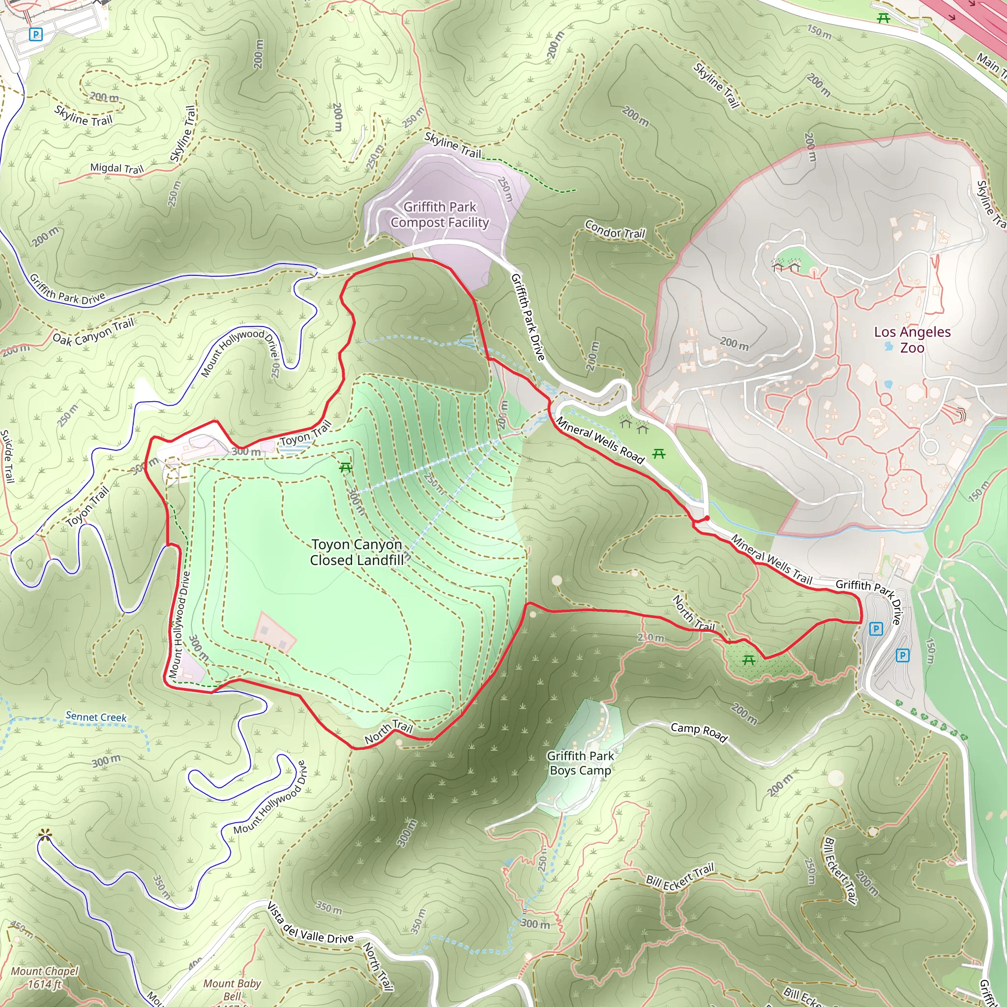 Mineral Wells, North and Toyon Loop Trail mobile static map