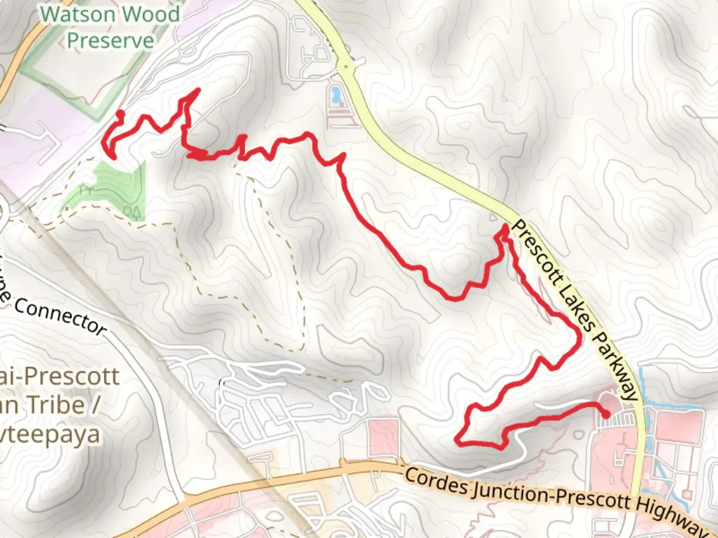 An image depicting the trail Watson Wood Preserve and its surrounding area.