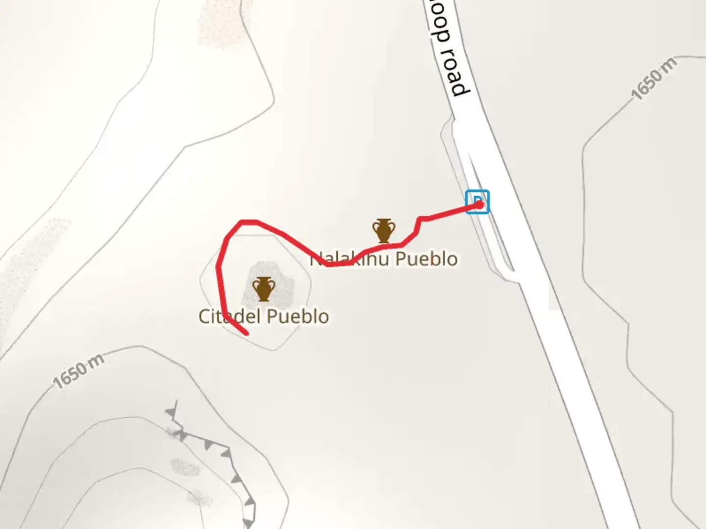 An image depicting the trail Citadel Sink from Wupatki and Sunset Crater Loop Road and its surrounding area.