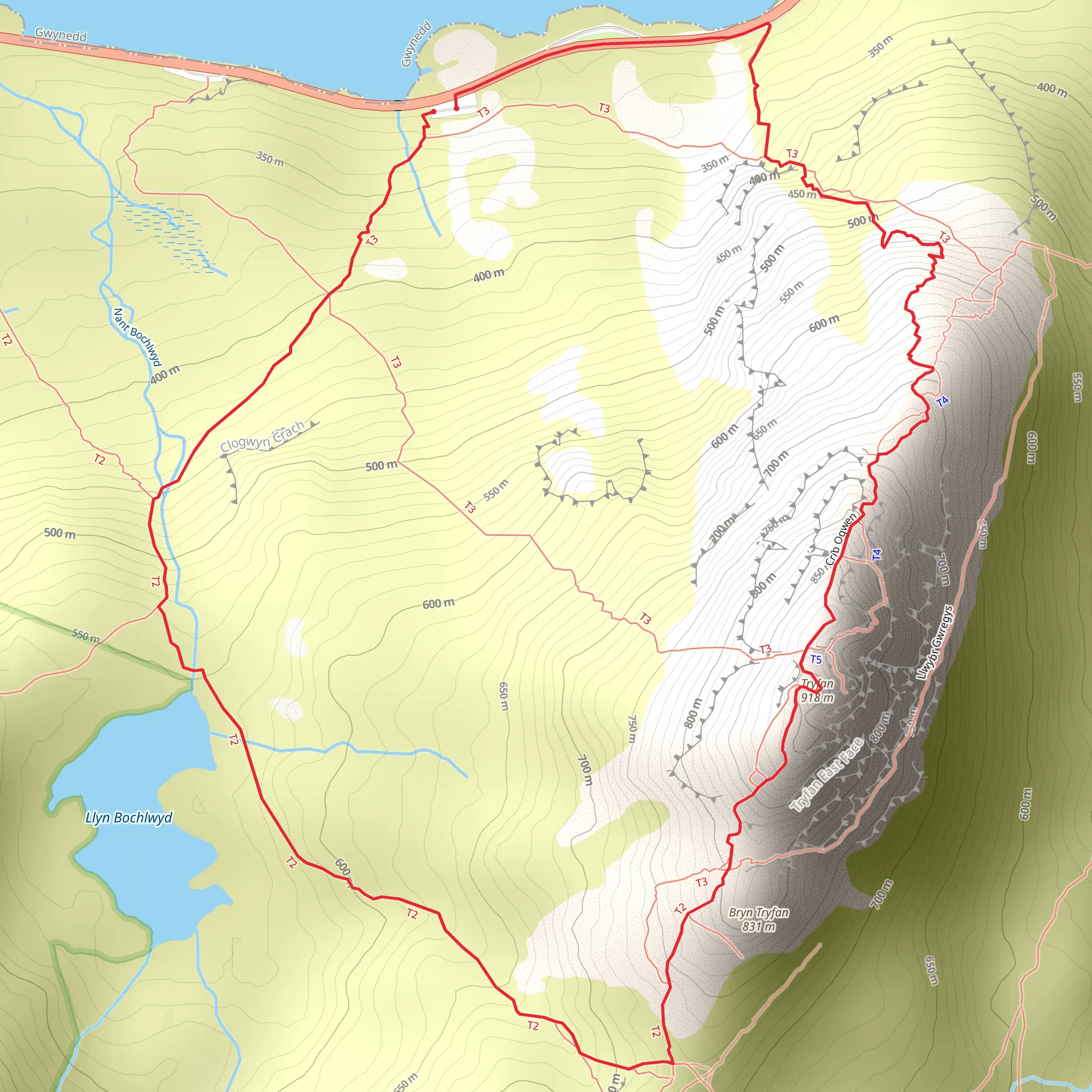 Tryfan Loop mobile static map