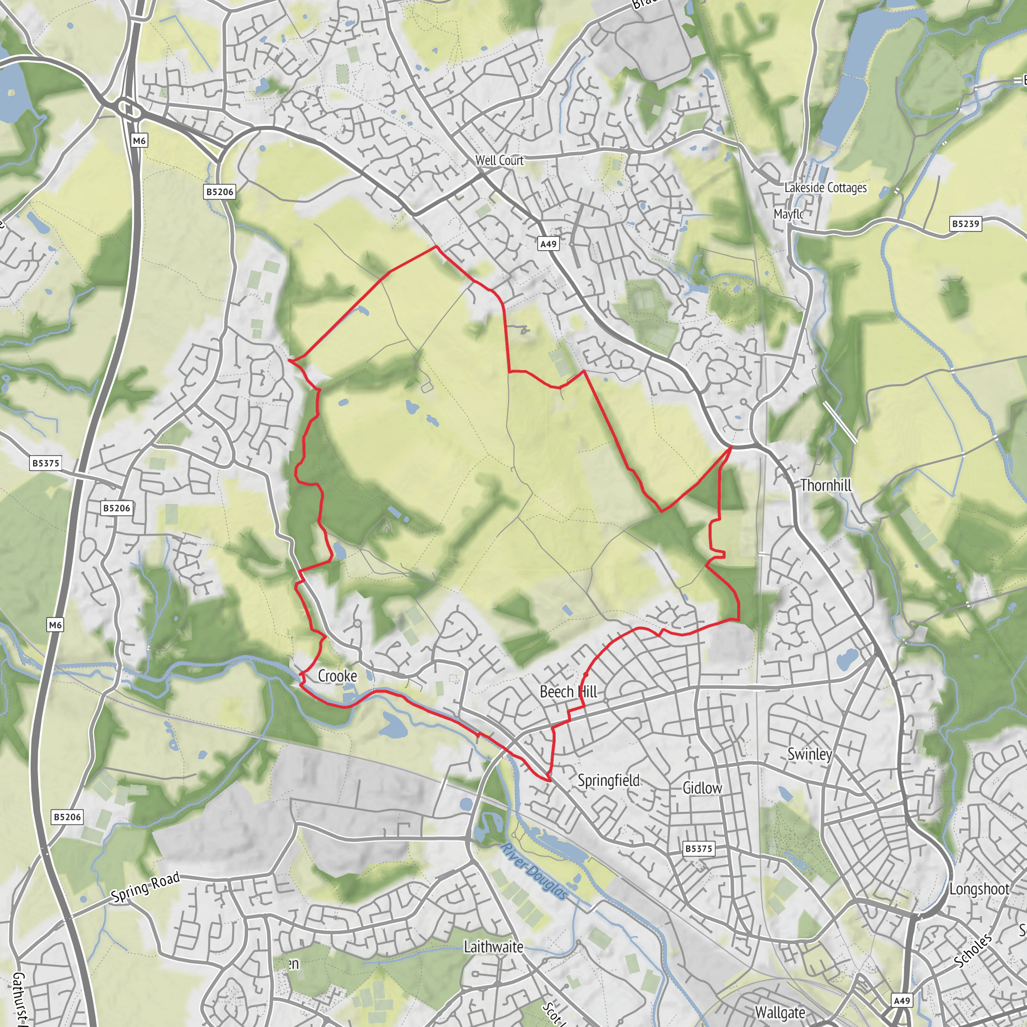 Hike Beech hill - Standish Circular Wigan mobile static map