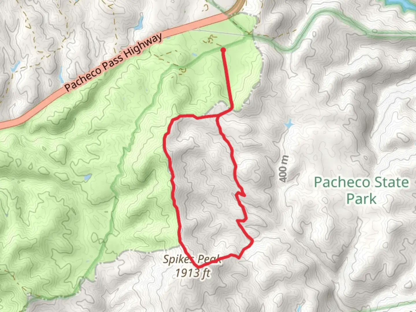 An image depicting the trail Pig Pond and Spikes Peak Loop Trail and its surrounding area.