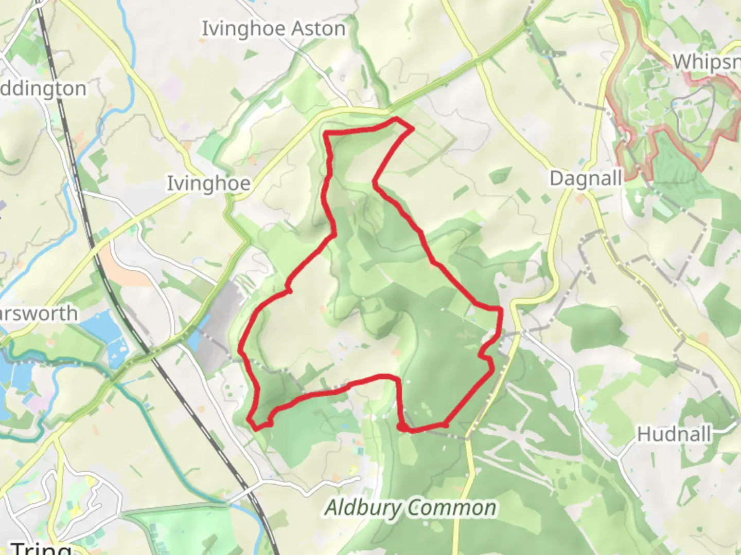 An image depicting the trail Ashridge boundary North and its surrounding area.