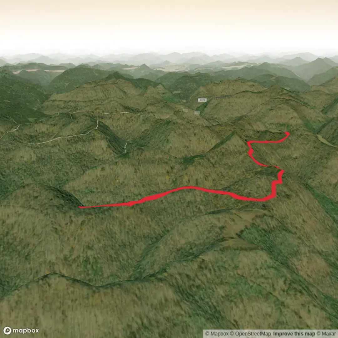 An image depicting the trail Warriors Trail out and Back and its surrounding area.